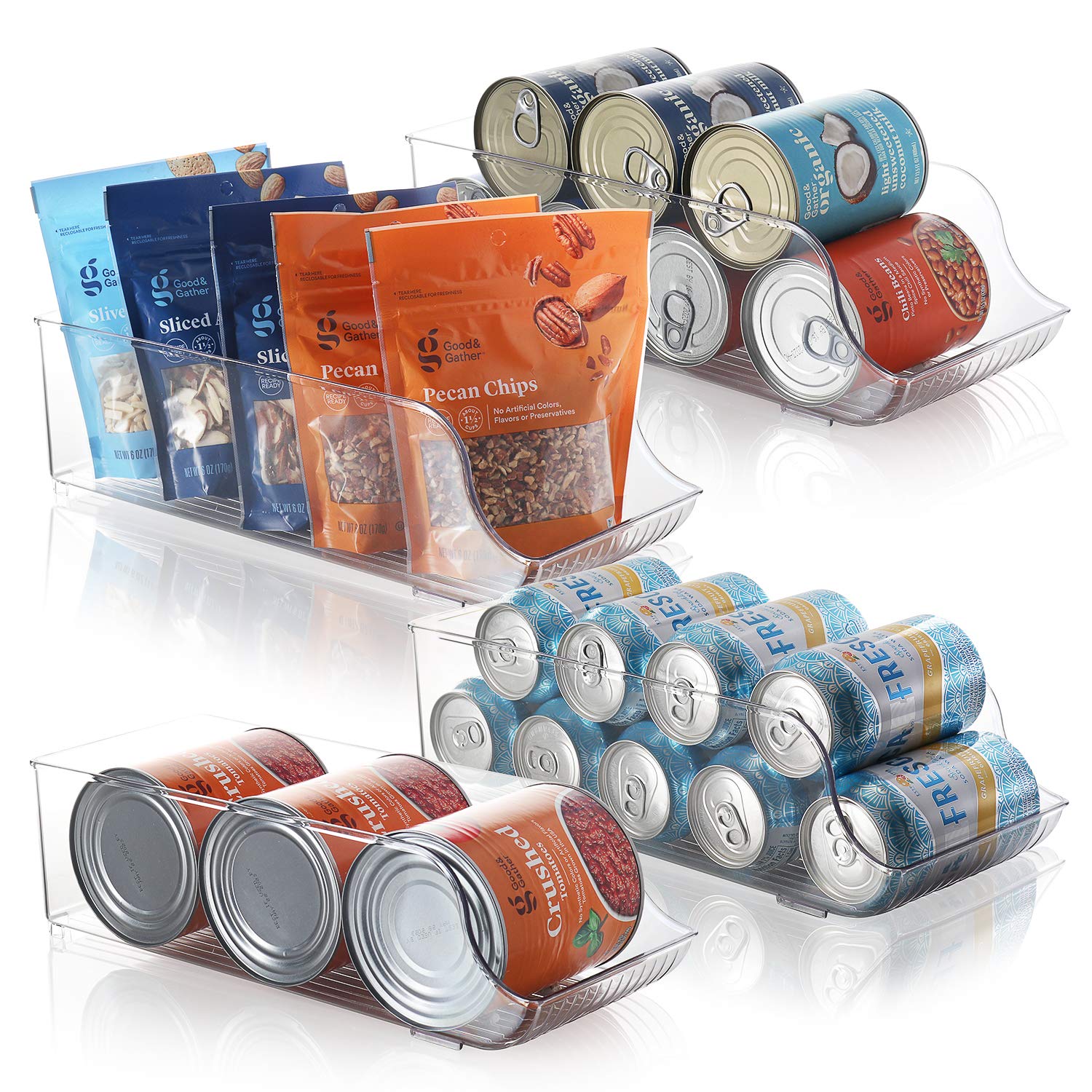 StorageBud 4-Pack Clear BPA-Free Plastic Food Storage Containers with Handles - Kitchen Pantry, Refrigerator & Cabinet Organizers for Dried Goods, Fruits, Pasta, Snacks - Perfect for Meal Prep, Bulk Food Storage & Home Organization