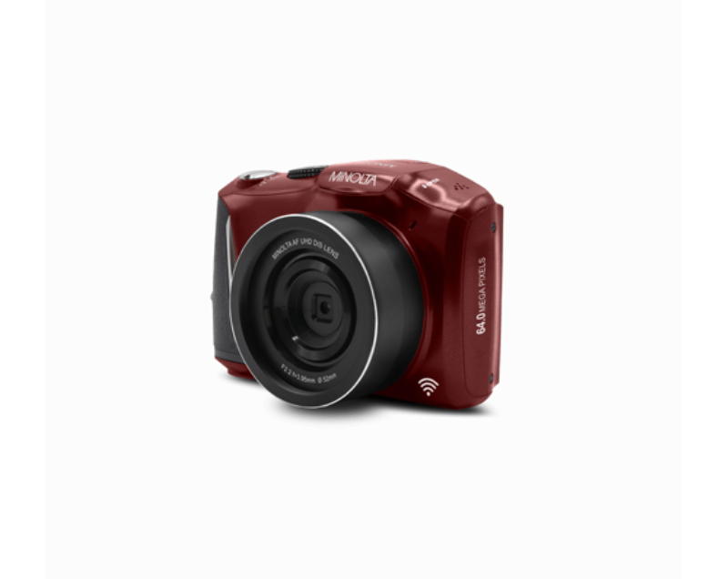 MINOLTA MND55 64MP Autofocus Digital Camera with 4K Ultra HD Video, WiFi Connectivity (Red) - Perfect for Travel Photography, Vlogging & Professional Shoots