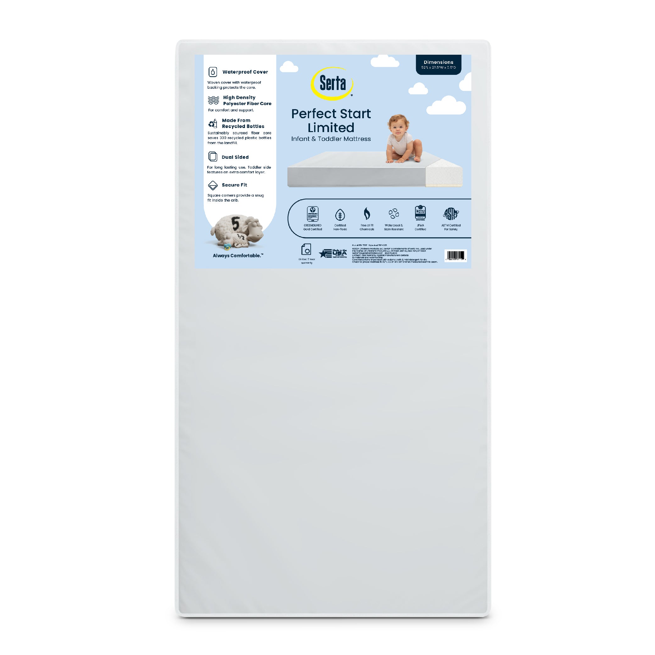Dual-Sided Baby Crib Mattress & Toddler Mattress - Waterproof, Hypoallergenic for Safe Infant Sleep | Perfect Start Limited | Nursery & Daycare Essentials