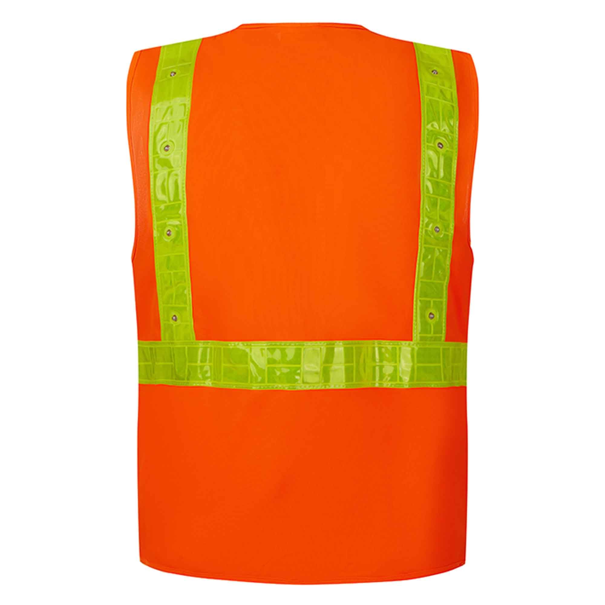 10 Pack High Visibility LED Safety Vest with Yellow PVC Reflective Strips - ANSI Class 2 Certified, Zipper & Pockets - Neon Orange for Construction, Road Work & Emergency Responders