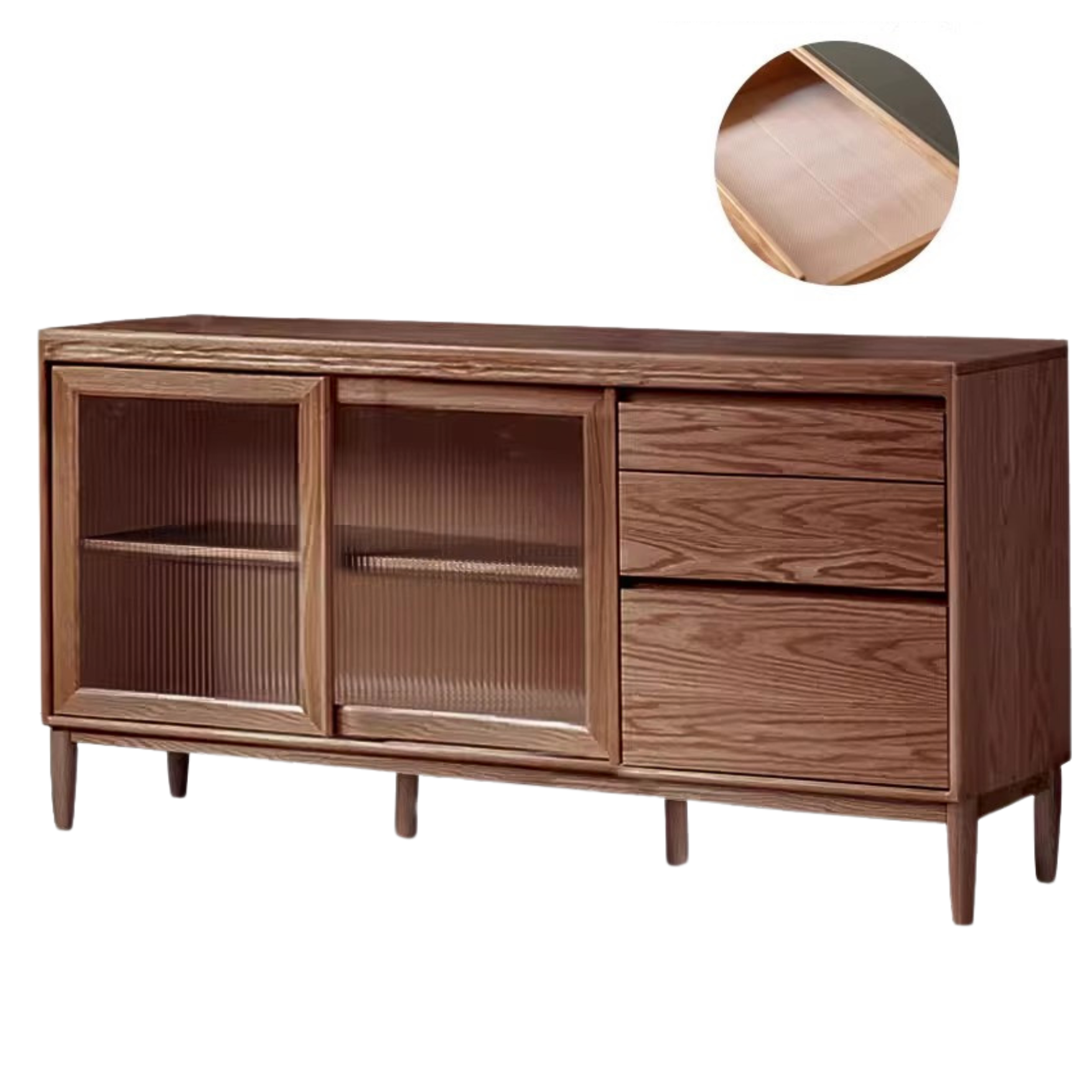 Oak Solid Wood Large Capacity Storage Sideboard - Rustic Buffet Cabinet for Dining Room, Living Room & Entryway Storage