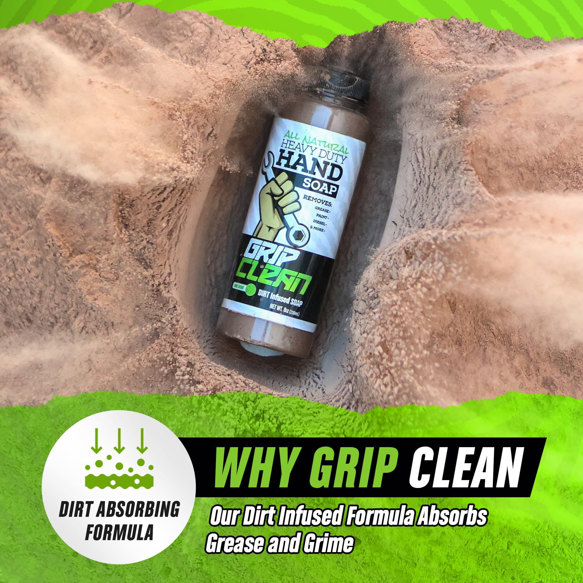 Grip Clean Heavy-Duty Hand Cleaner for Mechanics - Natural Pumice & Clay Soap for Grease & Dirt - Coconut Oil Moisturizing Formula - Flat Top Gallon Jug Refill (2-Pack) - Ideal for Auto Shops, Construction & Industrial Work