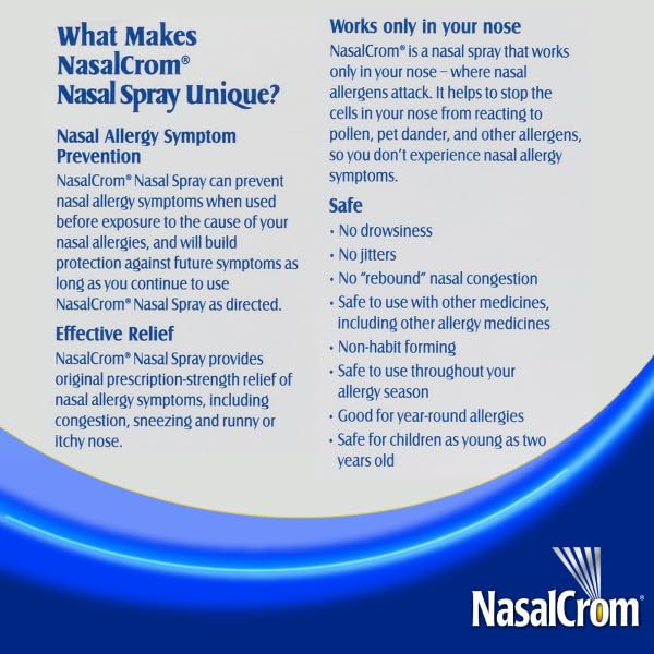 NasalCrom Nasal Spray for Allergies - 4 Pack (200 Sprays Each) | .88 FL OZ | Fast-Acting Allergy Symptom Relief for Sneezing, Runny Nose & Itchy Eyes | Indoor & Outdoor Use at Home, Work or Travel