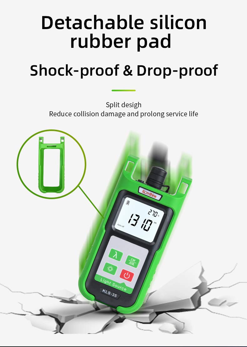 KOMSHINE KLS-35 Multimode Fiber Optic Light Source Tester - 850/1300nm Wavelength for FTTH Network Testing | Perfect for Telecom Engineers & Data Center Installations