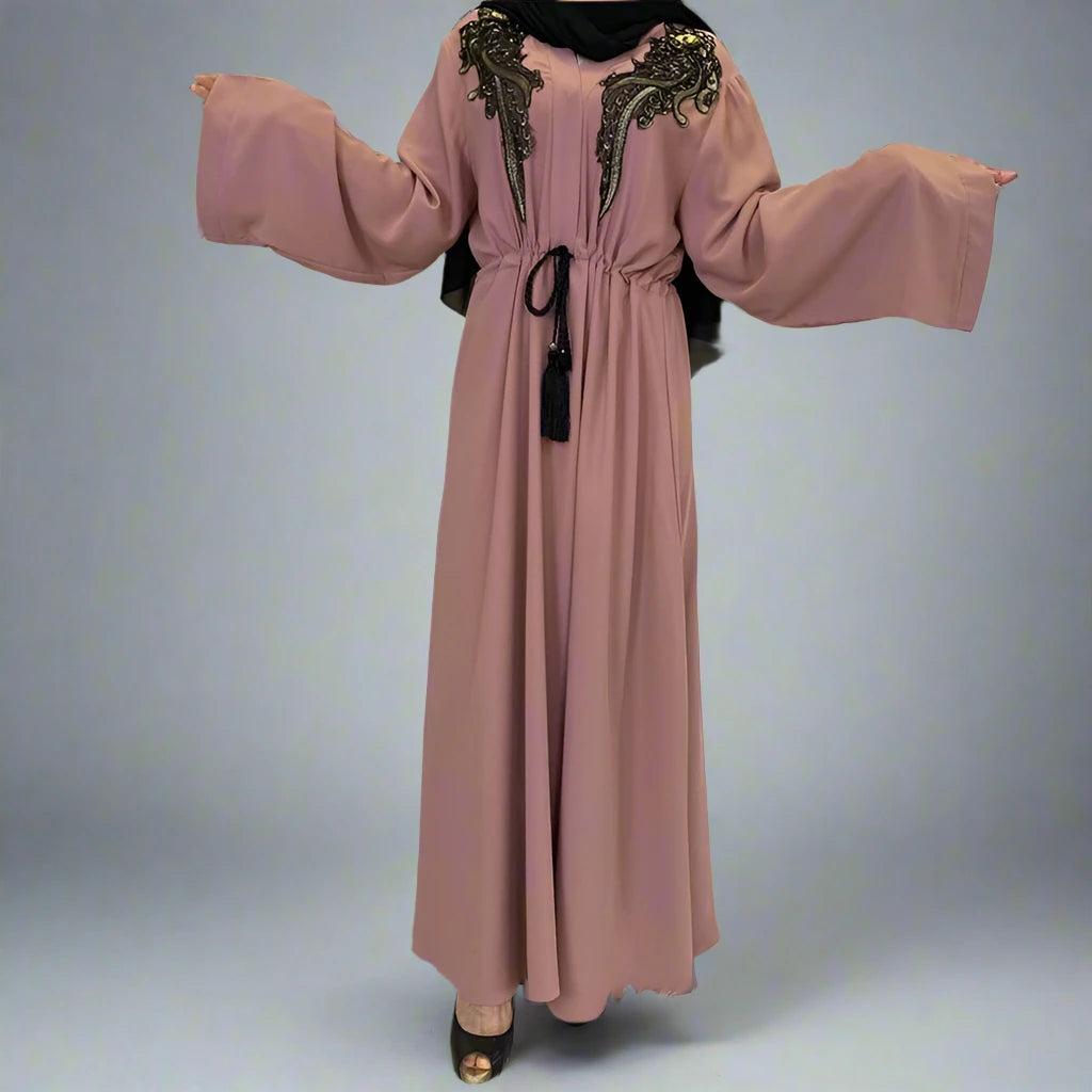 Elegant Muslim Women's Nida Abaya Dress - Modest Islamic Prayer Gown for Middle East & Arab Fashion - Perfect for Eid, Mosque & Special Occasions