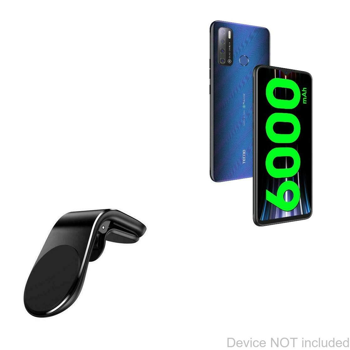 BoxWave Magnetic Car Mount Holder for Tecno Spark Power 2 Air - Strong Vent Clip Phone Mount with Metal Plate, Universal Smartphone Car Accessories (Jet Black) - Perfect for GPS Navigation & Hands-Free Driving