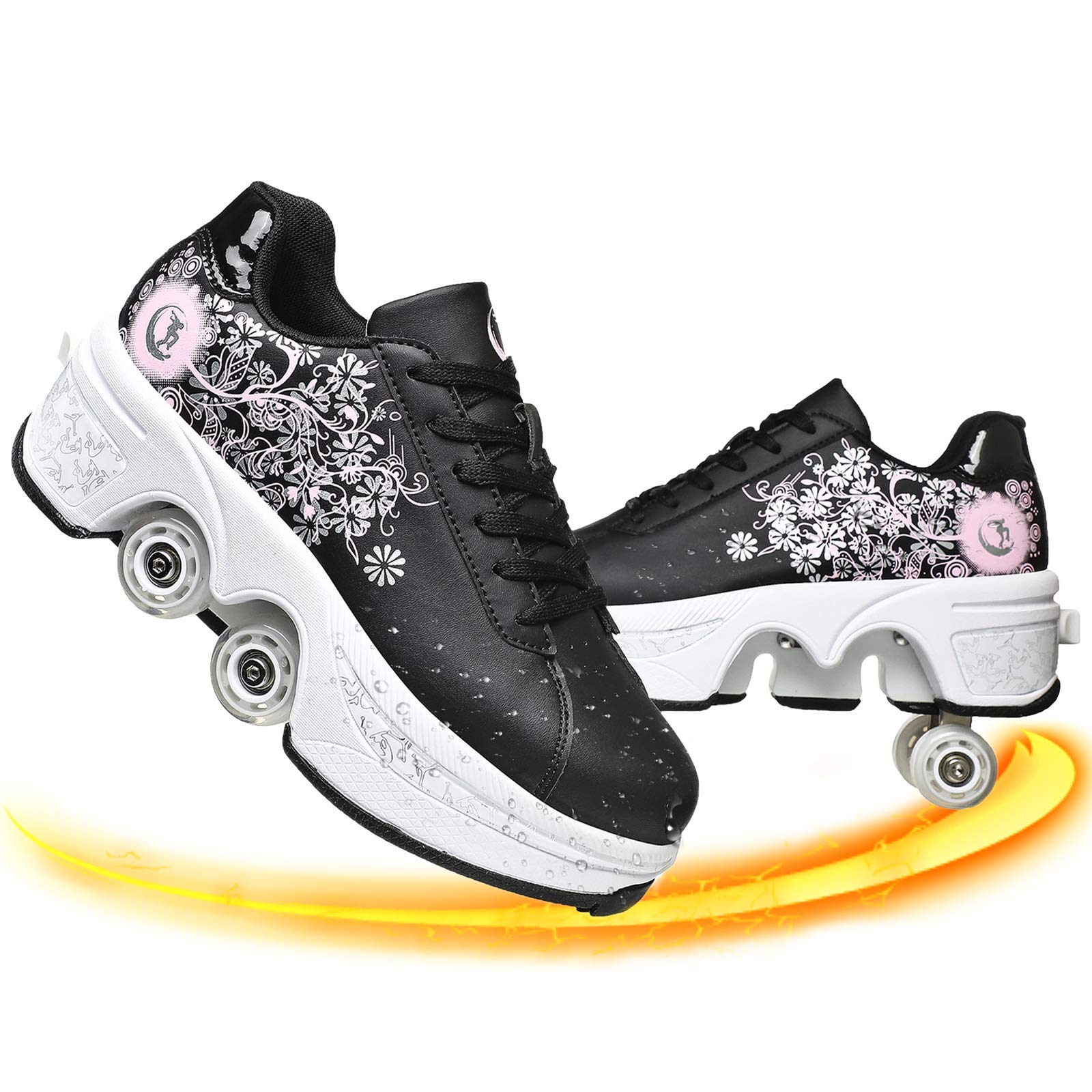 Rong - Convertible Roller Skates Shoes for Men & Women | Retractable Wheels for Parkour & Skating | Boys & Girls Rollerblade Shoes | Perfect for Outdoor Fun, Fitness & Urban Commuting