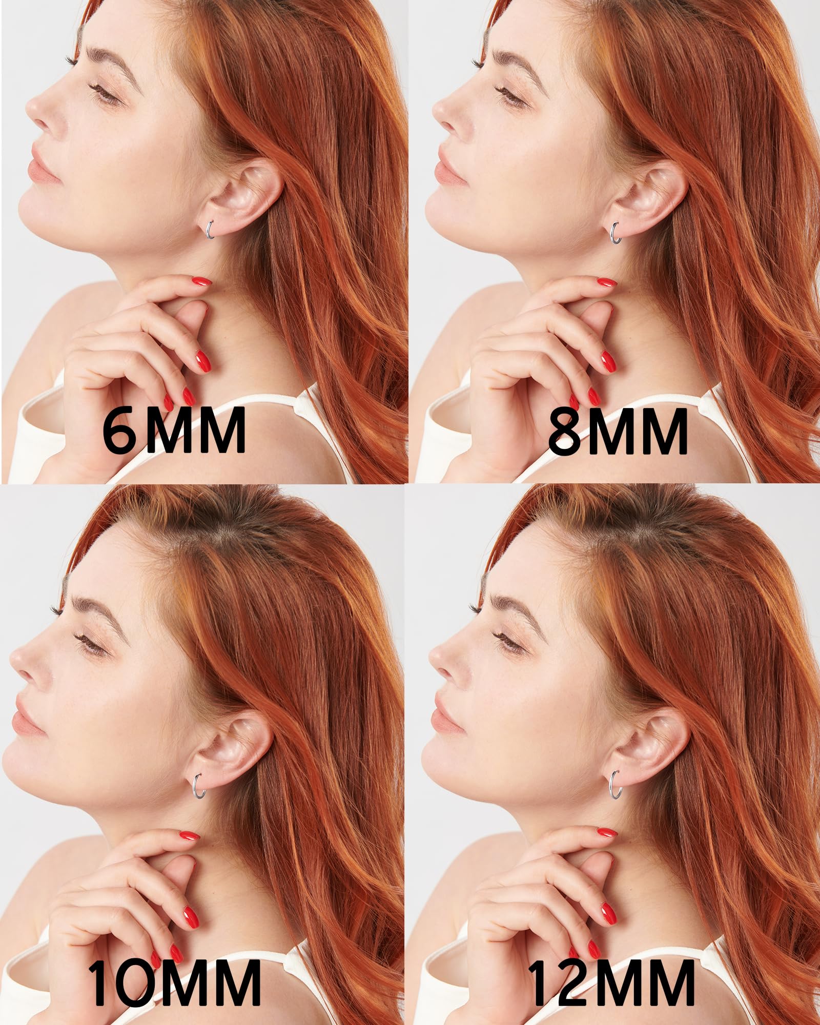 Hypoallergenic 316L Surgical Stainless Steel Huggie Hoop Earrings - 6mm 8mm 10mm 11mm 12mm 14mm Sizes - Cartilage Helix Lobe Earrings for Men & Women - Perfect for Everyday Wear, Gifts and Pierced Ear Jewelry Collection