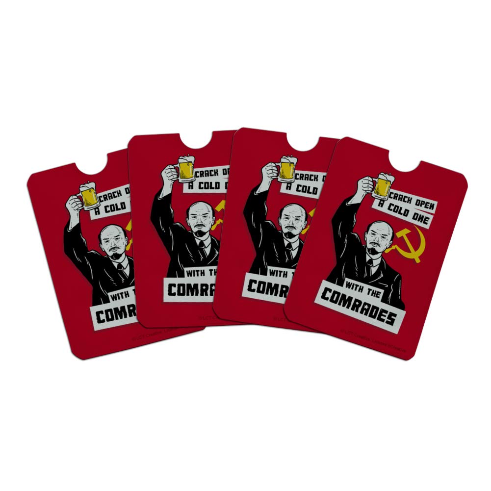 Funny Humor Credit Card RFID Blocker Holder - Set of 4 Wallet Protectors with 'Crack Open a Cold One' Design | Perfect for Travel, Commuting & Everyday Use