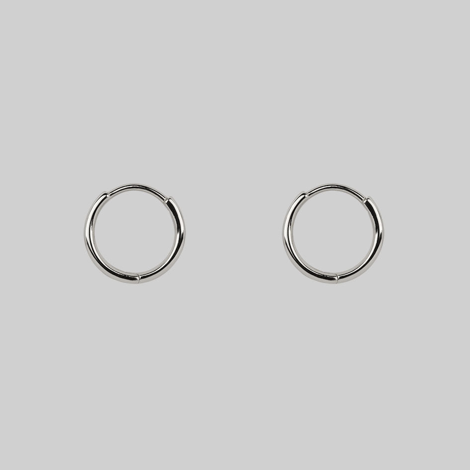 Simple Silver Clicker Hoop Earrings 13mm - Minimalist Stud Earrings for Women, Hypoallergenic Stainless Steel Jewelry - Perfect for Everyday Wear, Parties & Gifts