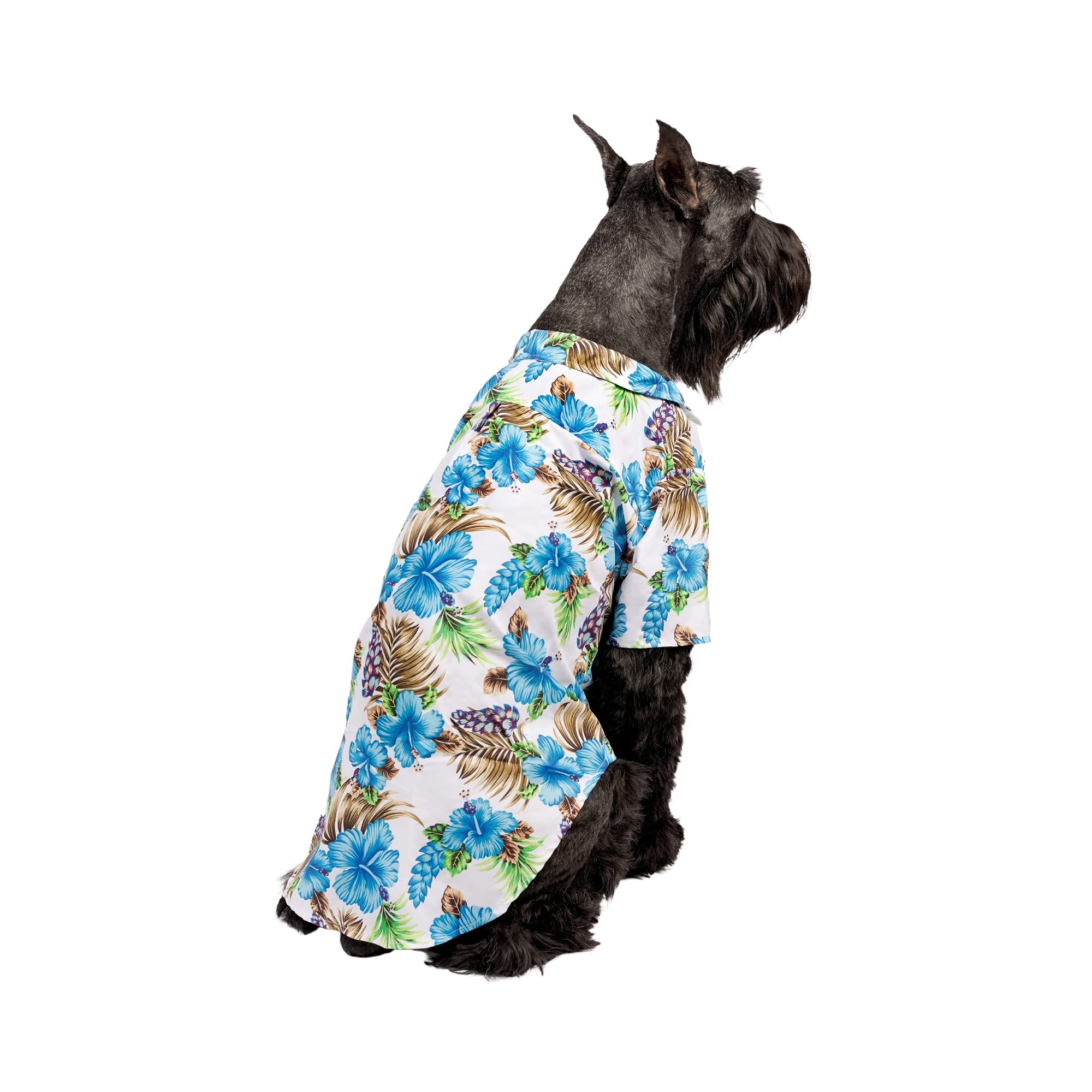 Midlee Blue Hibiscus Hawaiian Dog Shirt - Small Size, Breathable & Stylish Pet Apparel for Summer Beach, Vacation & Outdoor Adventures