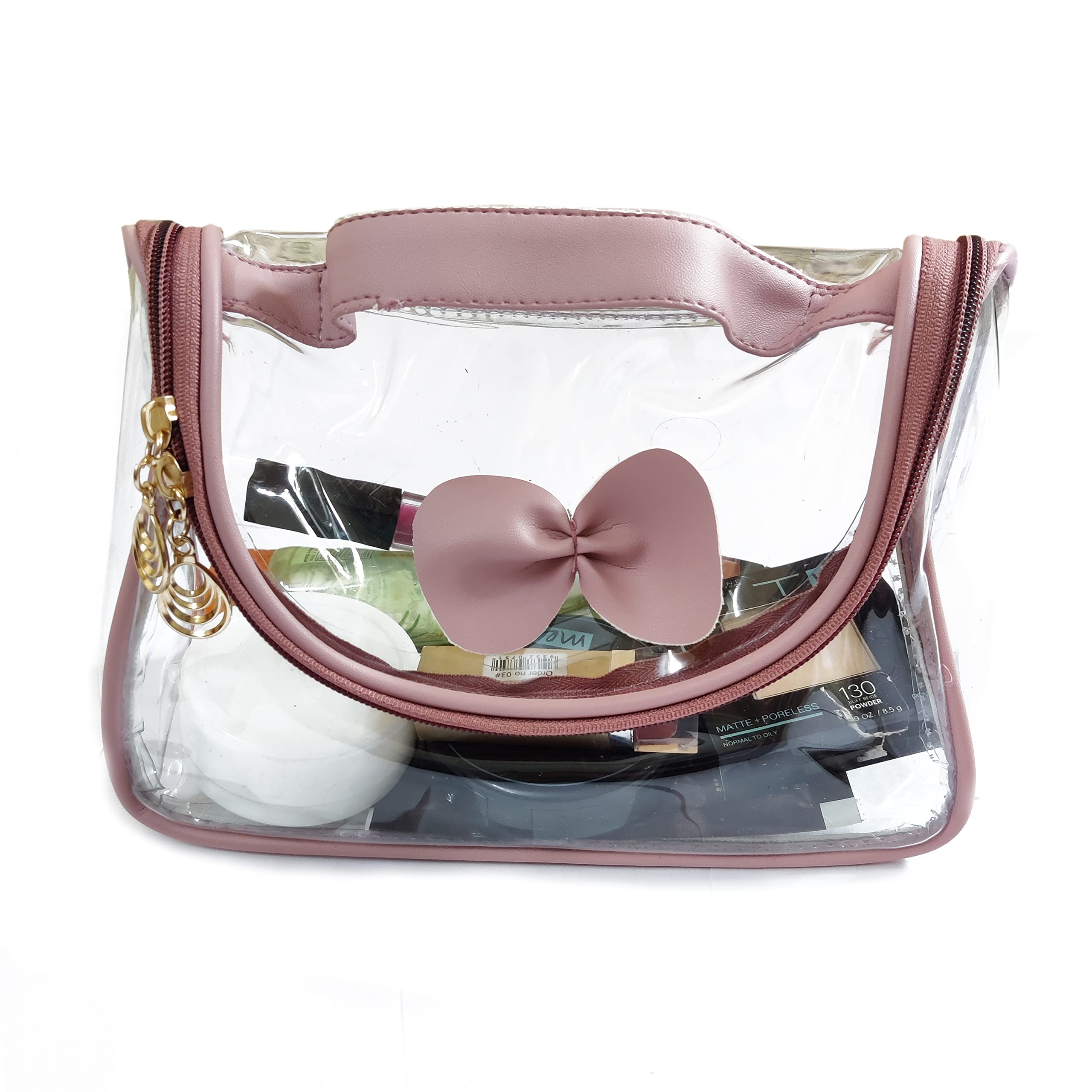 Avanti Creation Clear Travel Makeup Organizer Pouch for Women & Girls - Waterproof Cosmetic Bag for Toiletries, Makeup Brushes, Jewelry (Pink) | Perfect for Travel, Gym, Daily Use & Gift Giving