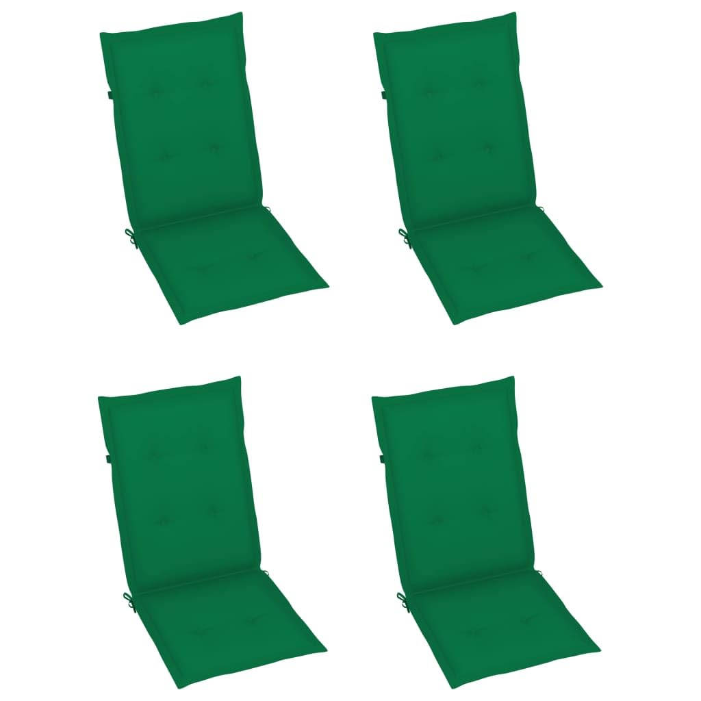 vidaXL Solid Acacia Wood Folding Patio Chairs with Cushions – Set of 3, Retro Style Outdoor Furniture, Adjustable & Comfortable Garden Chairs, Easy Maintenance Green Patio Seating – Perfect for Backyard, Poolside, and Terrace Relaxation
