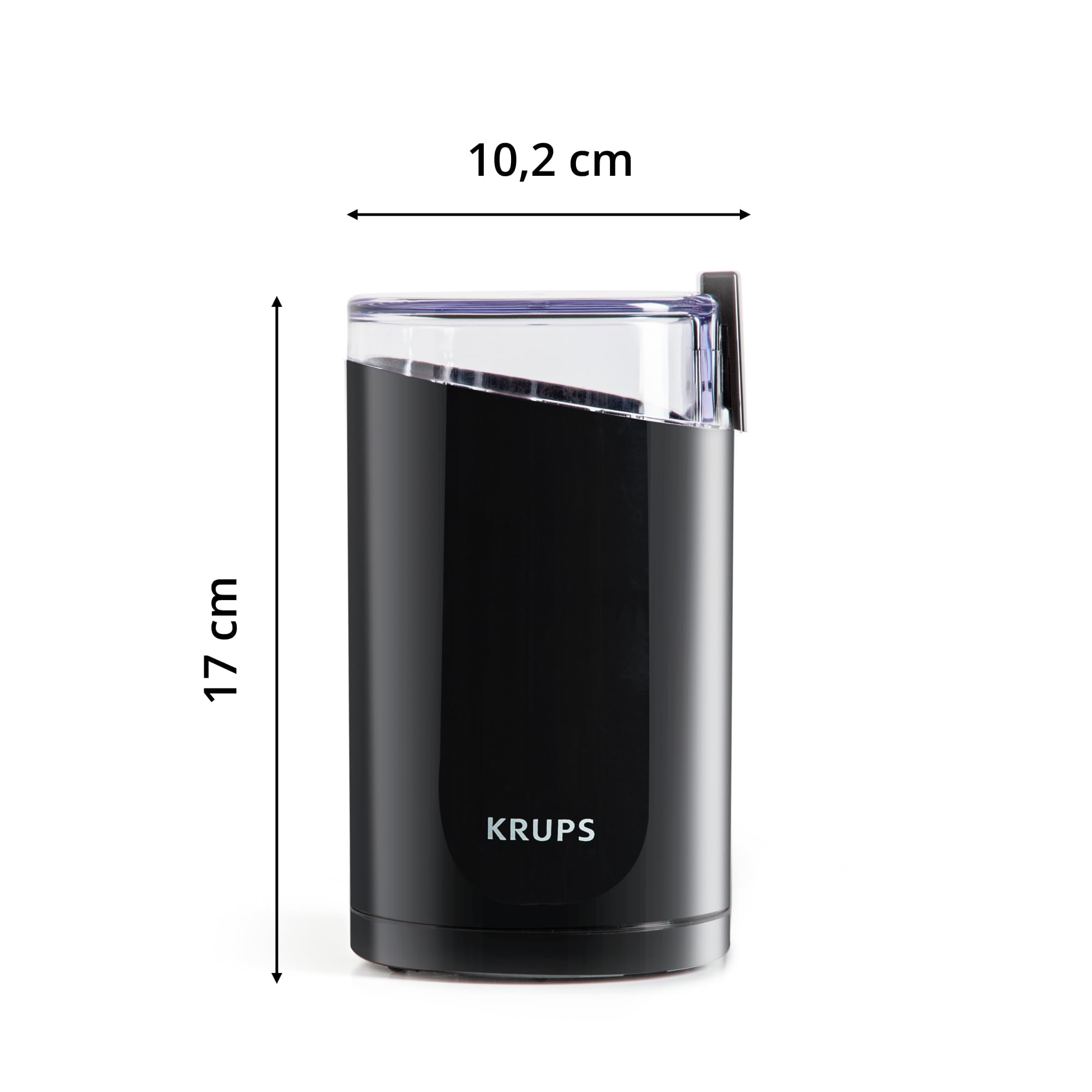 KRUPS Precision Electric Coffee Grinder - 3 oz Capacity, 200W Motor, Stainless Steel Blades for Uniform Grinding of Coffee Beans, Herbs, Nuts & Spices - Perfect for Home, Office, or Travel Use (Black)