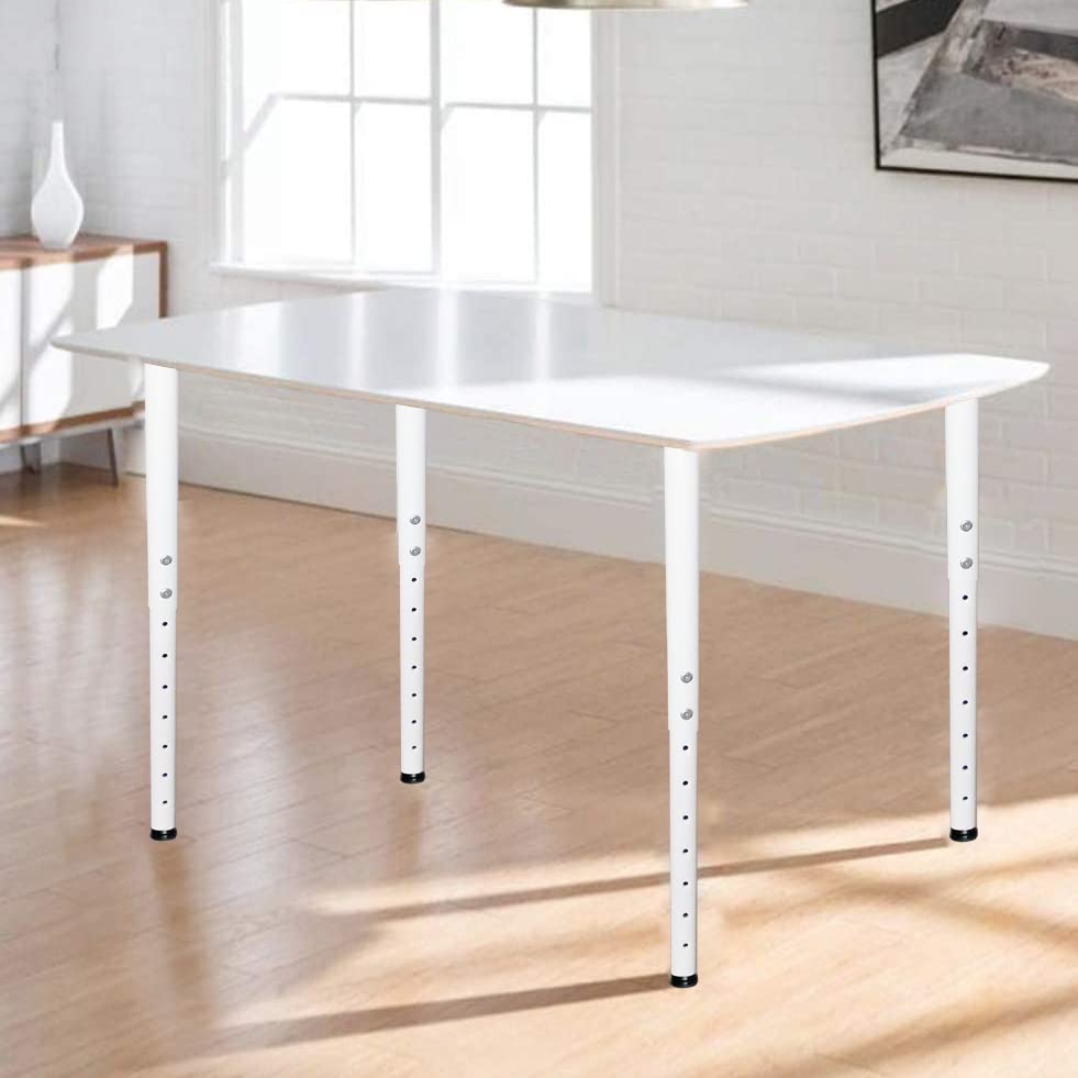 Adjustable Table Legs 22-36 inch (55-90cm) - Heavy Duty Metal Desk Legs Ø42/38mm with Screws - Telescopic Legs for DIY Desk, Workbench, RV, Home & Office - Perfect for Standing Desks, Craft Tables & Home Office Setup (4pcs, White)