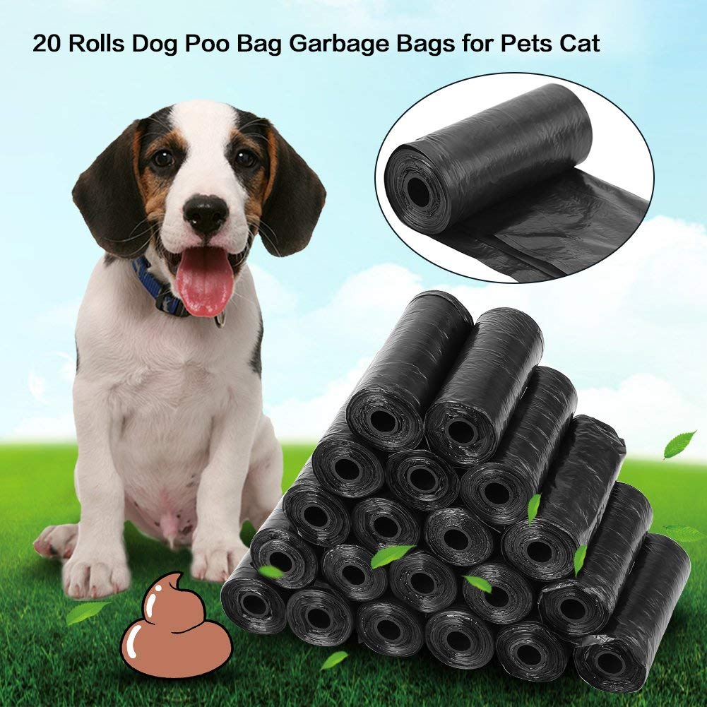 Eco-Friendly Unscented Dog Waste Bags for Poop Cleanup - Biodegradable Pet Waste Disposal Bags (Black) - Perfect for Park Walks, Backyard Cleanup & Travel with Your Dog