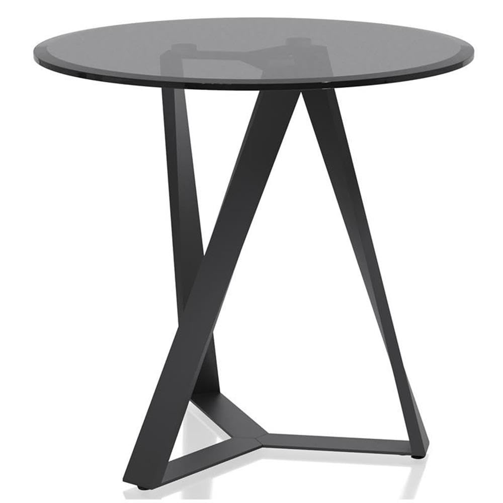 Furniture of America Hetra Modern Black Glass Top End Table - Stylish Accent Table for Living Room, Bedroom, or Office Decor