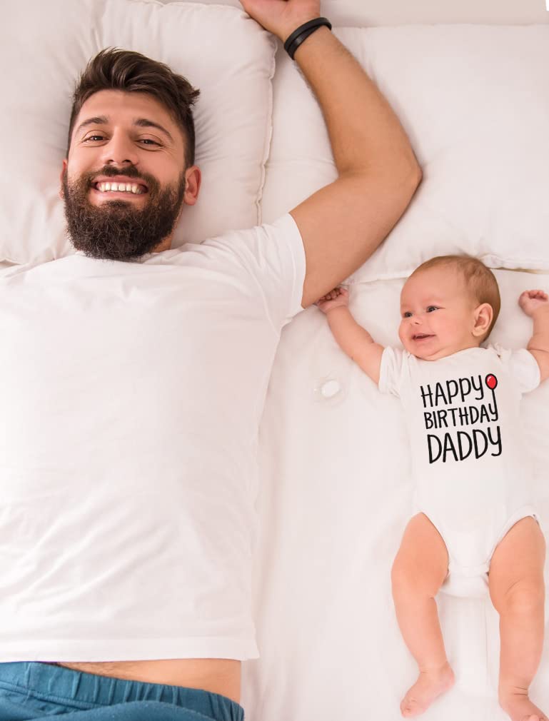 Happy Birthday Daddy Bodysuit - Cute Baby Boy Girl Gift from Son Daughter | Newborn Infant Outfit for Birthday Parties & Family Photos