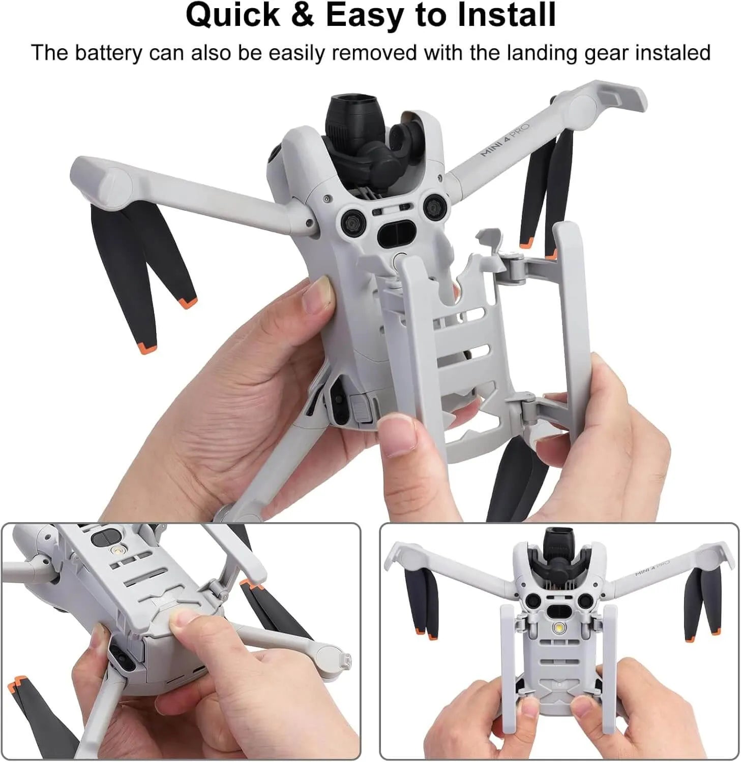 DJI Mini 4 Pro Propeller Guard Set with Spare Propellers, Landing Gear Extensions & Holder Strap - Essential Drone Accessories for Safe Flying and Easy Storage - Perfect for Aerial Photography, Travel & Outdoor Adventures