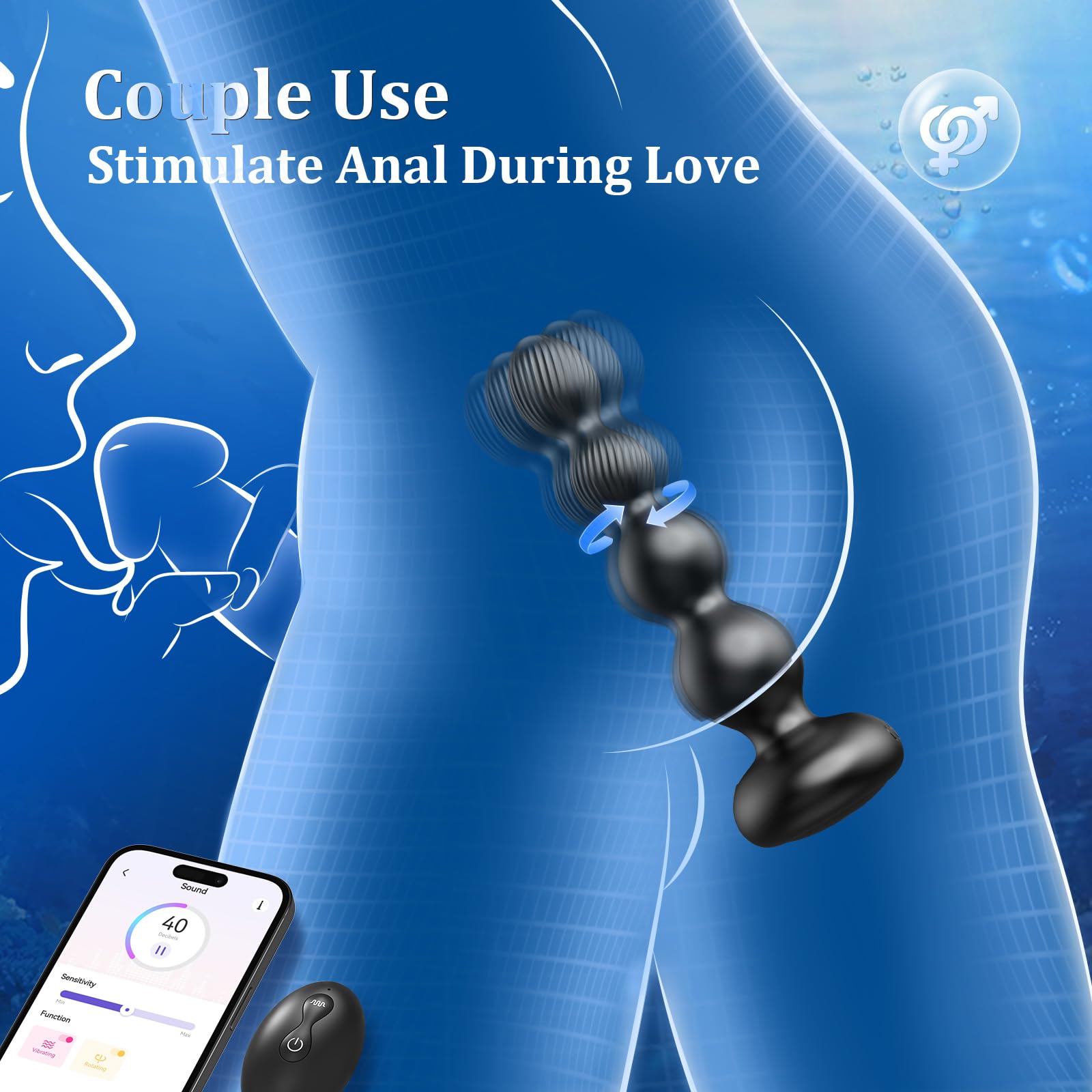 360° Rotating Vibrating Anal Plug for Men - 10 Speed Prostate Massager with App & Remote Control, Adult Sex Toy for Male Pleasure | Perfect for Solo Play, Couples & BDSM Exploration
