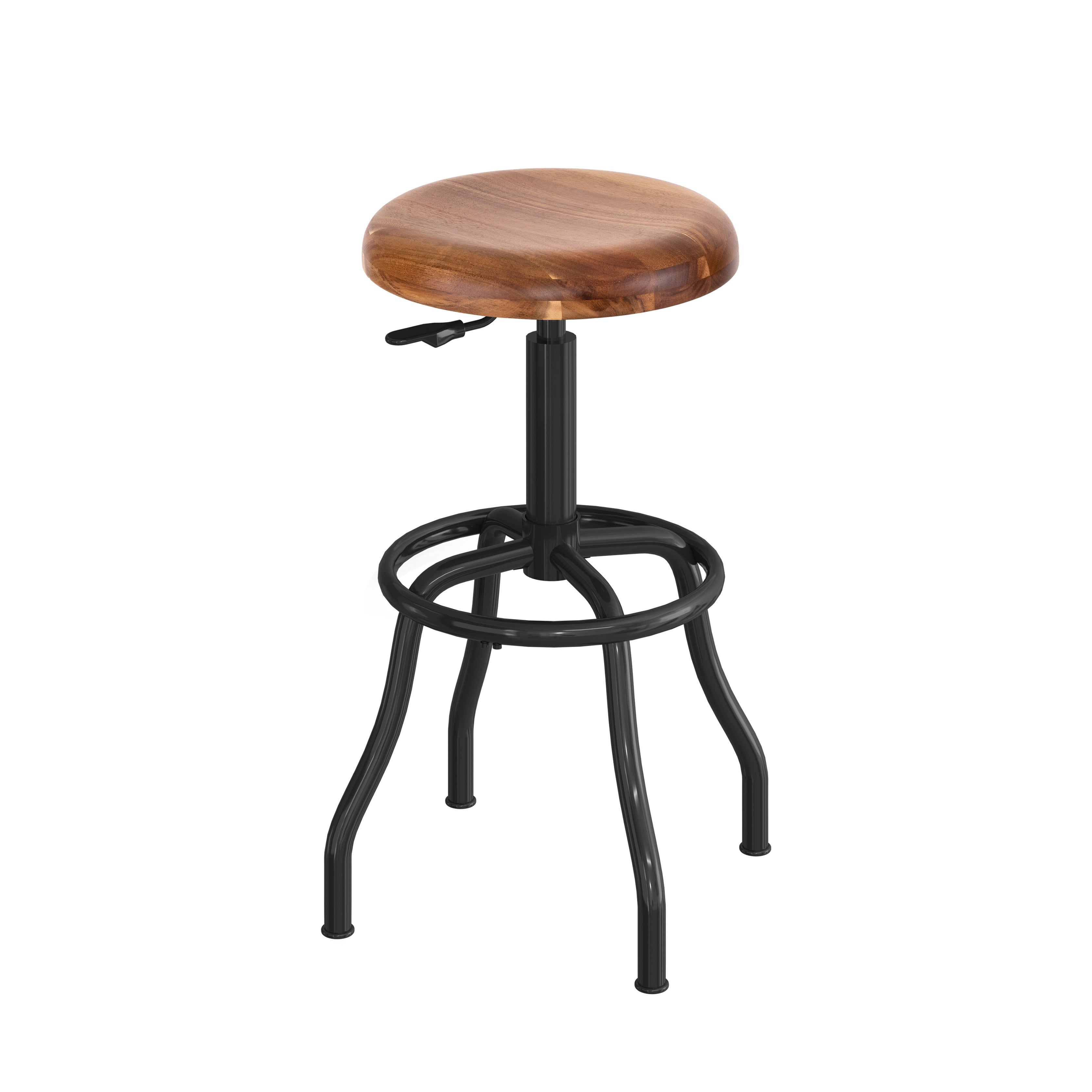 Adjustable Acacia Wood Bar Stool with Pneumatic Height Adjustment - Perfect for Kitchen Islands, Home Bars, and Workspaces