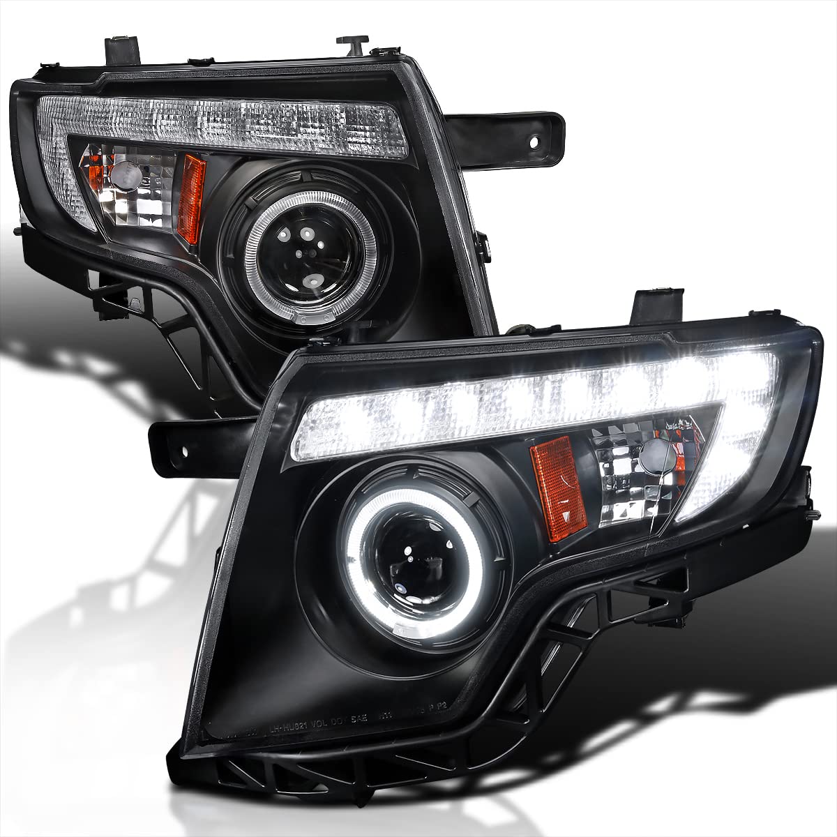 Spec-D Tuning Halo Black LED Projector Headlights - Compatible with 2007-2010 Ford Edge (Pair) | High-Performance Headlamp Assembly for Night Driving & Custom Car Upgrades