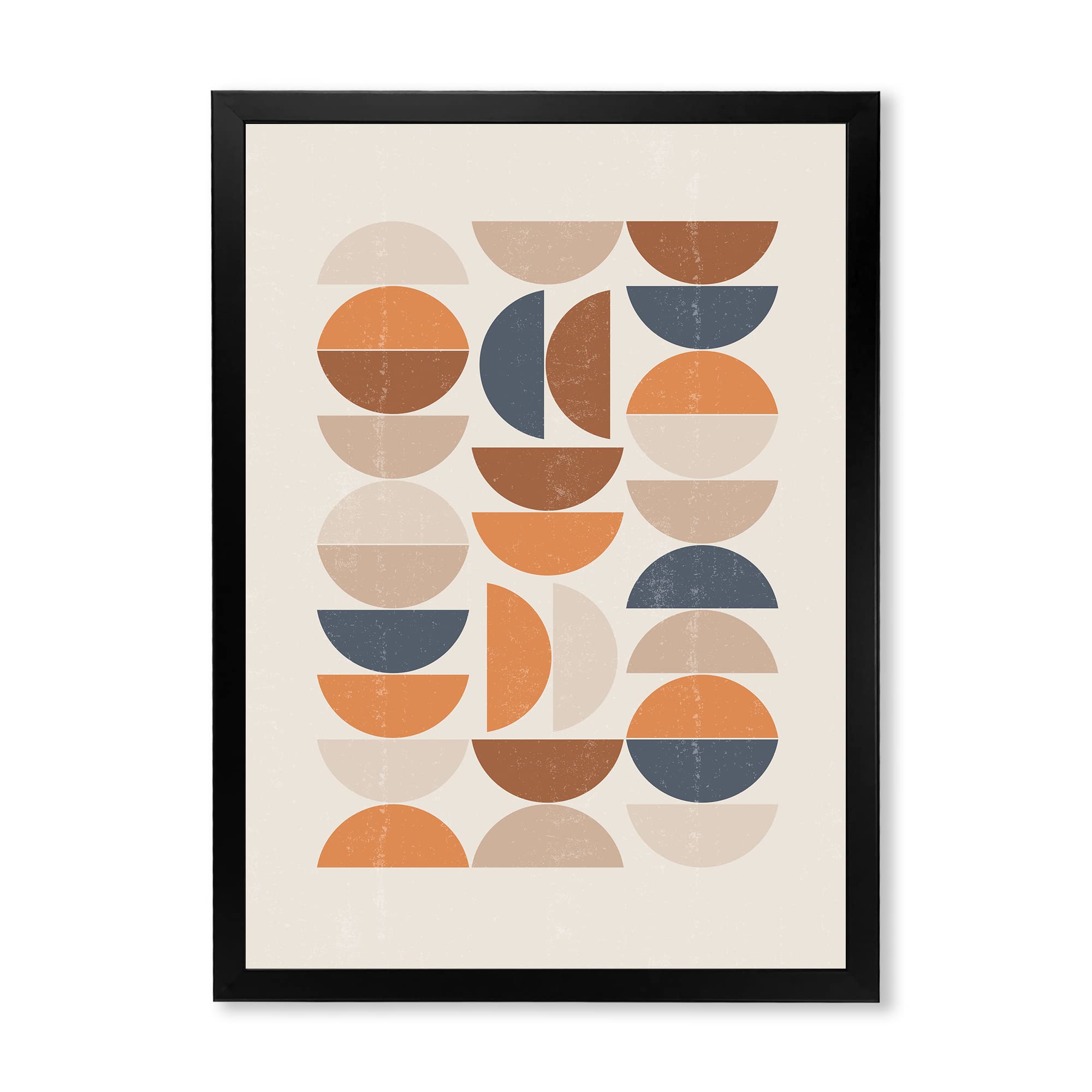 DesignQ Abstract Sun and Moon Modern Framed Wall Art - Blue & Orange Contemporary Home Decor for Living Room, Bedroom & Office