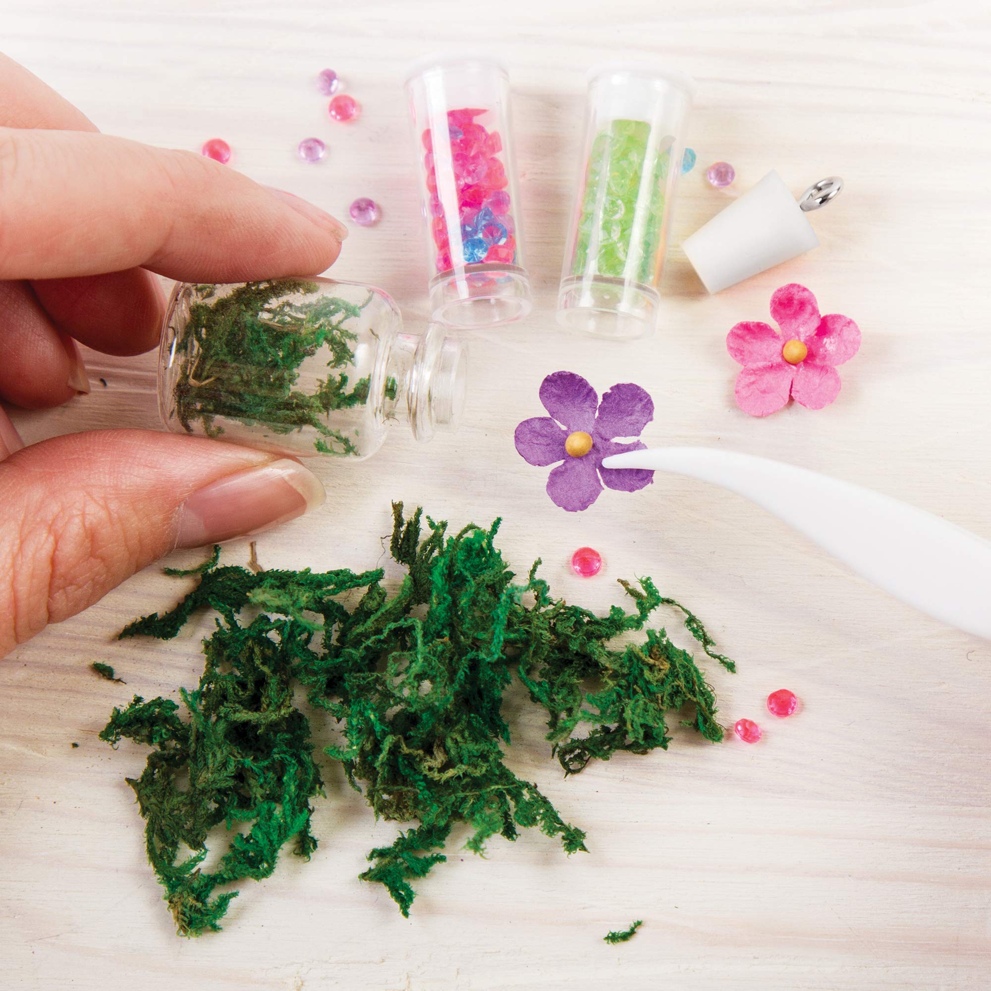 Make It Real DIY Terrarium Jewelry Kit - Create Beautiful Flower & Gem Bottle Pendants for Girls - Arts & Crafts Gift Set with Charms - Perfect for Birthday Gifts, Party Favors & Creative DIY Projects