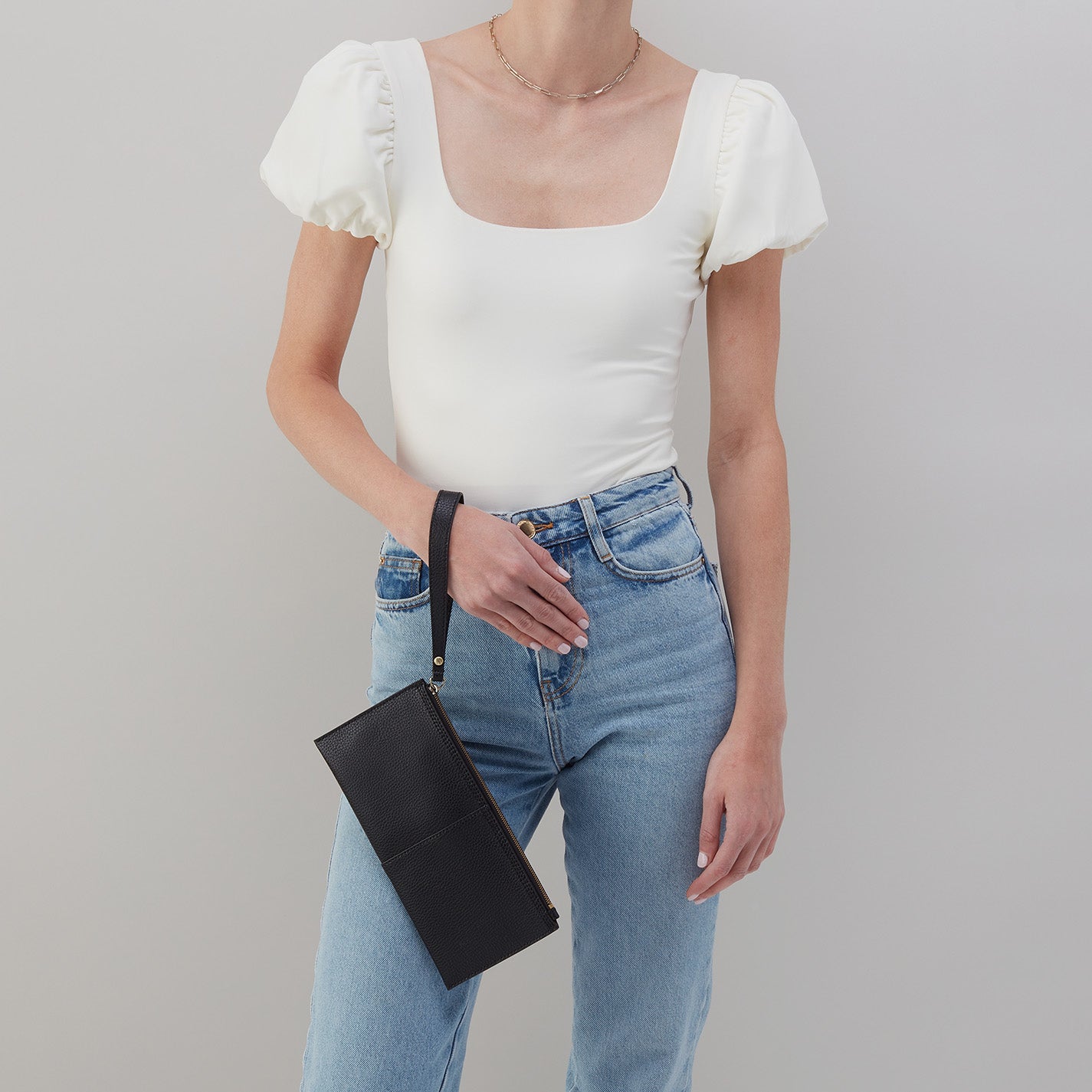 Vida Large Pouch in Micro Pebbled Leather - Black | Premium Leather Clutch for Women | Perfect for Everyday Use, Travel & Special Occasions