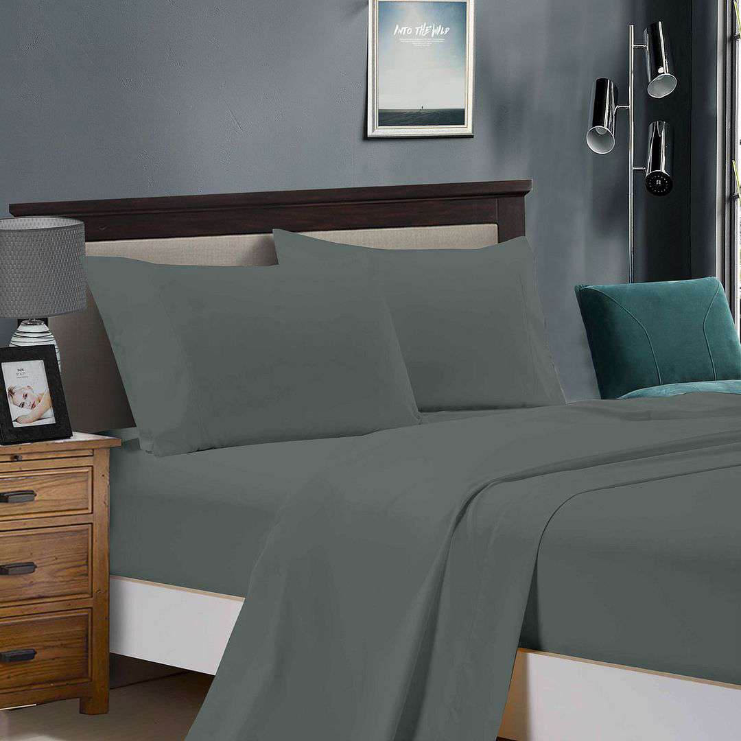 1000TC Ultra Soft King Size Bed Sheet Set - Charcoal Gray Flat & Fitted Sheets for Luxurious Comfort | Perfect for Master Bedroom, Guest Room & Hotel Use