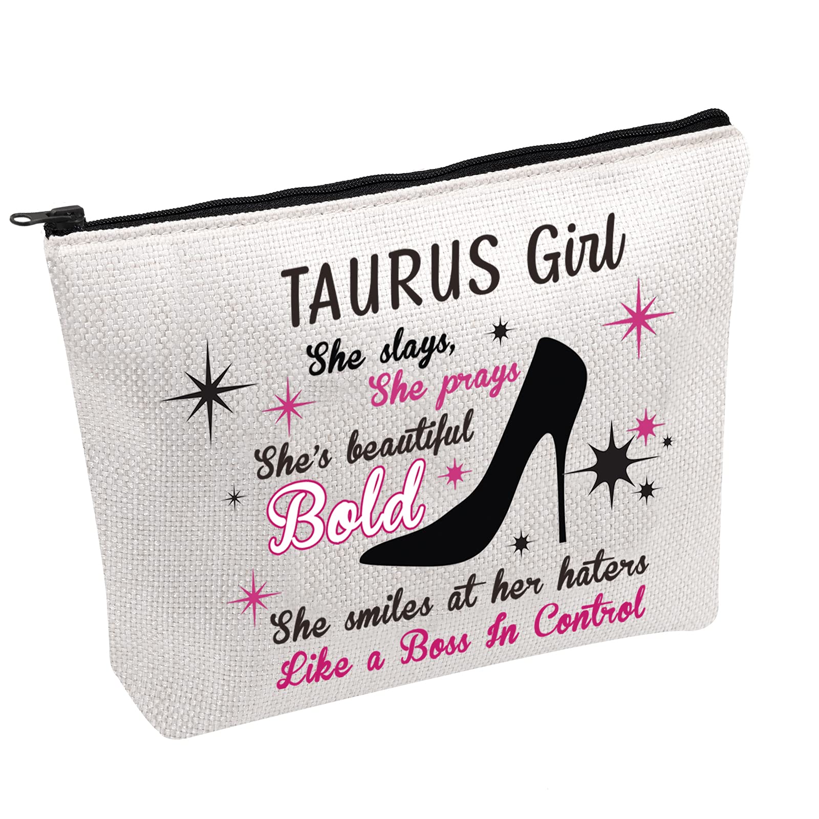 Zodiac Cosmetic Makeup Bag - Taurus Constellation Astrology Makeup Pouch for Women | Perfect Birthday Gift for Taurus Girls | Great for Travel, Storage & Daily Beauty Essentials