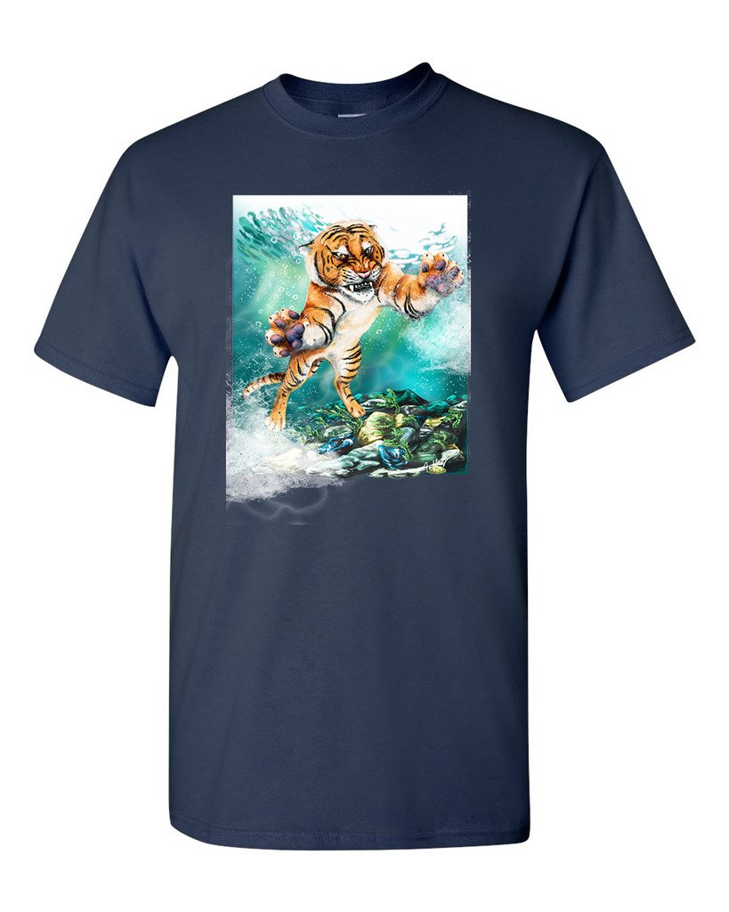 Wild Animal Tanya Ramsey Art DT Adult T-Shirt - Tiger Makeup Graphic Tee for Men & Women - Perfect for Art Lovers, Zoo Visits, and Wildlife Enthusiasts