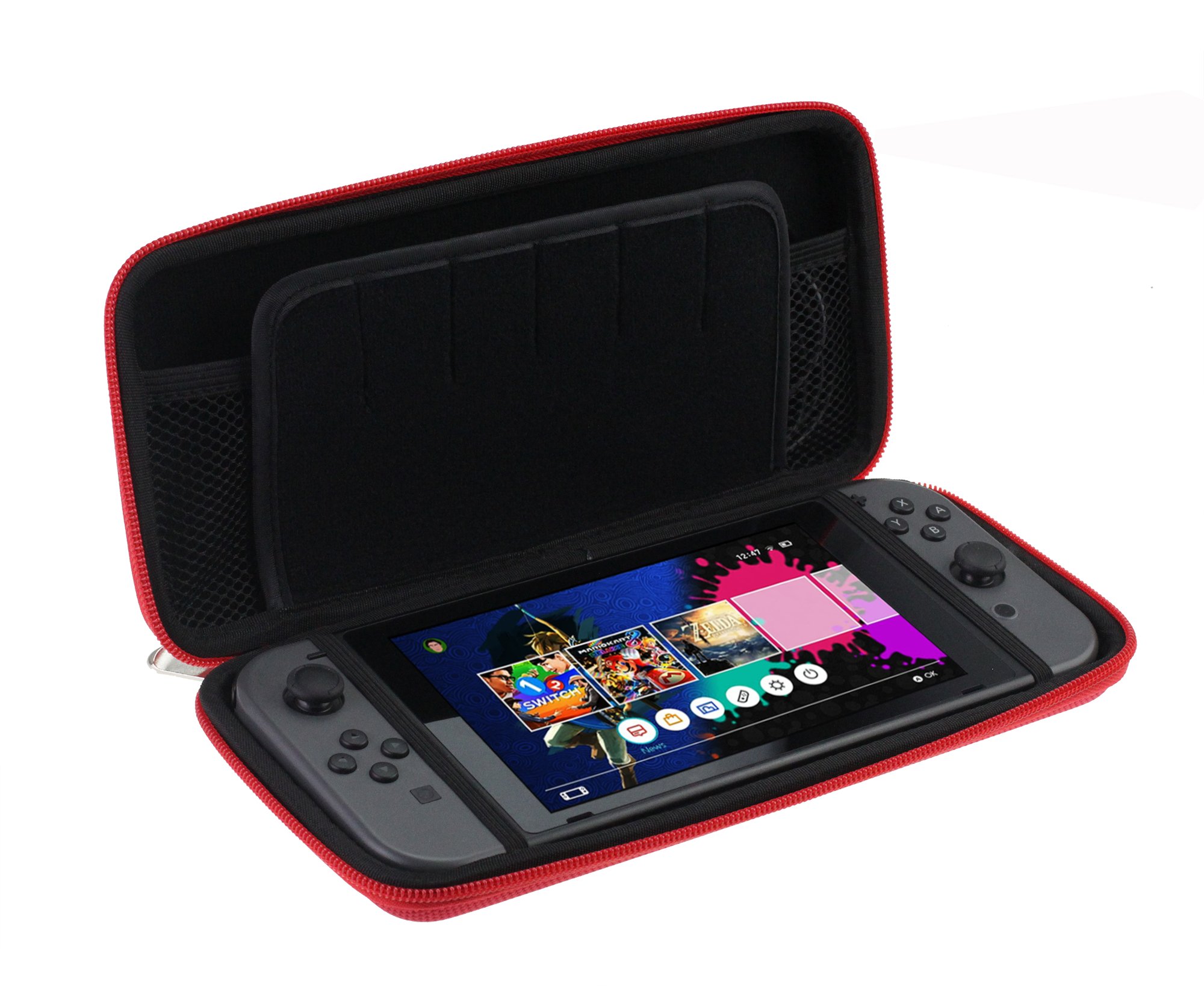 Premium Travel Hard Carry Case for Nintendo Switch - Crimson Red Protective Sleeve with Shockproof Design | Perfect for Gaming On-The-Go, Airplane Travel & Daily Commute Protection