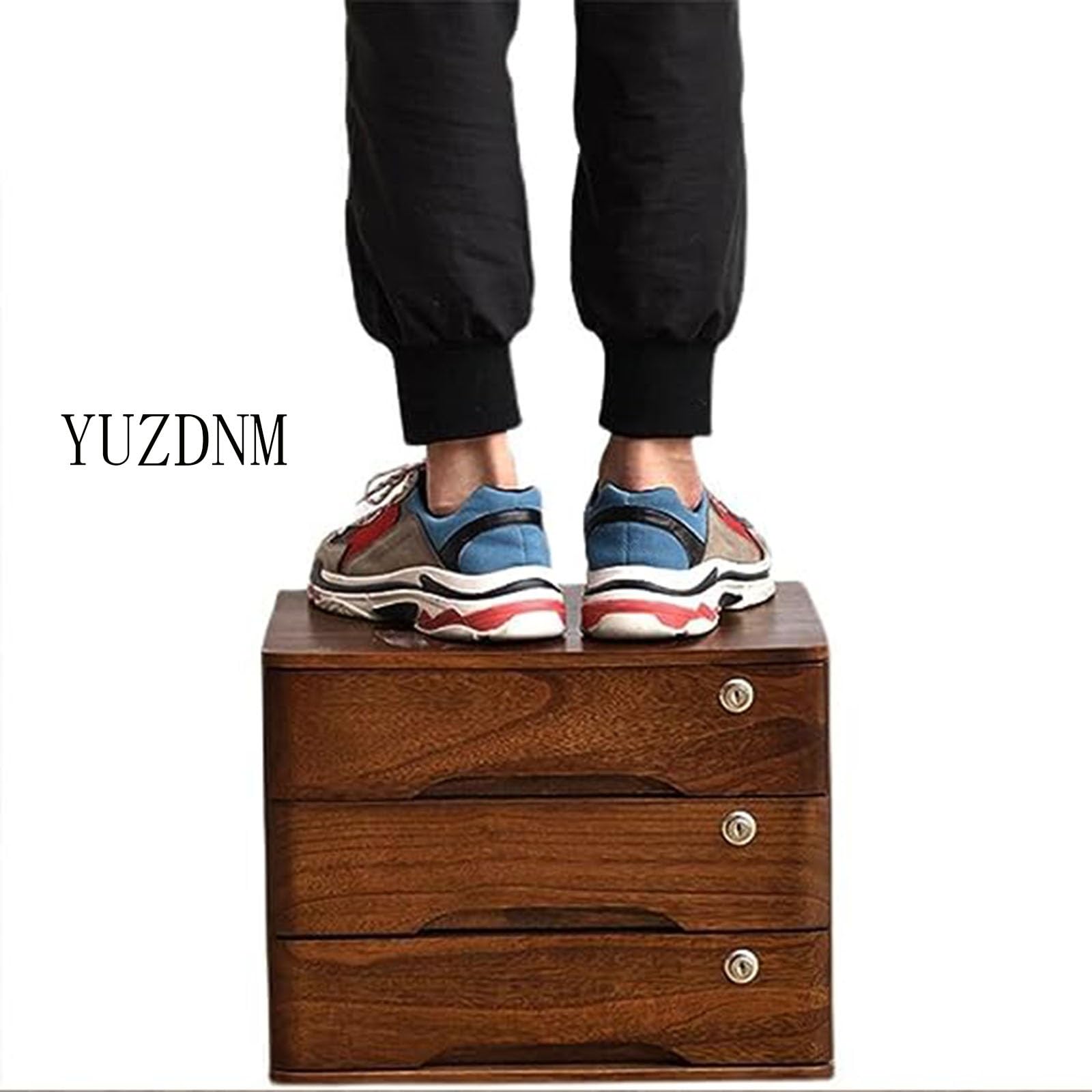 JAEFIT Solid Wood Desktop File Cabinet with Lockable Drawers - 1/2/3/4 Tier Flat File Storage Box for Office Organization | Home Office Desk Organizer for Documents, Artwork & Stationery