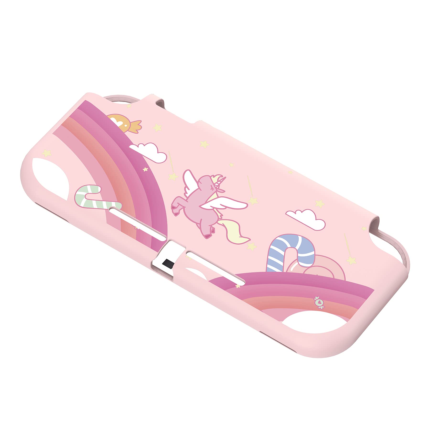 eXtremeRate PlayVital Protective Case Cover for Nintendo Switch Lite - Shockproof & Scratch-Resistant Unicorn Rainbow Design - Perfect for Gaming, Travel, and Everyday Protection