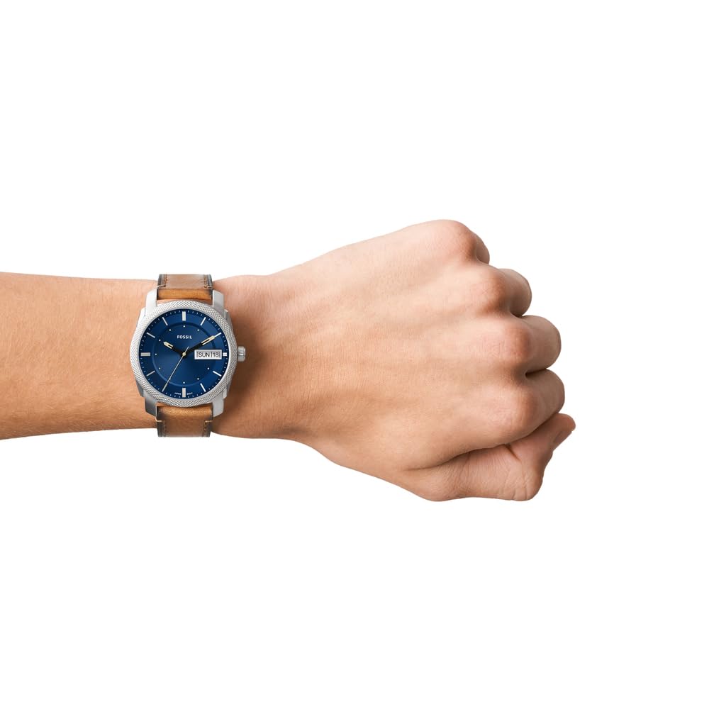 Fossil Machine Men's Stainless Steel Quartz Watch with Three-Hand Movement - Perfect for Business, Casual Wear & Everyday Use