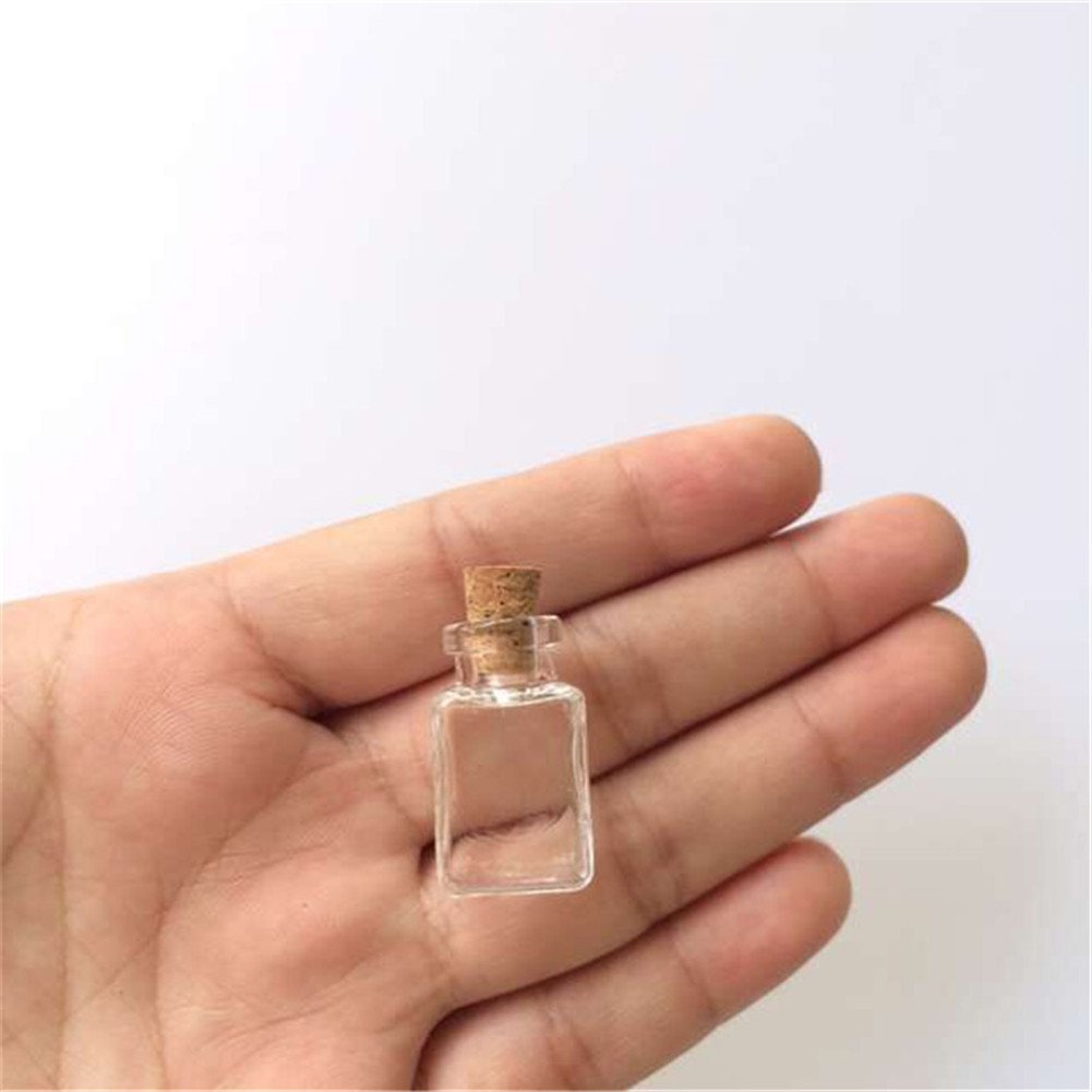 100pcs Mini Rectangle Glass Bottles with Cork - Transparent Small Jars for DIY Crafts, Wedding Favors, Essential Oils & Gift Packaging - Perfect for Home Decor, Party Supplies & Bathroom Organization