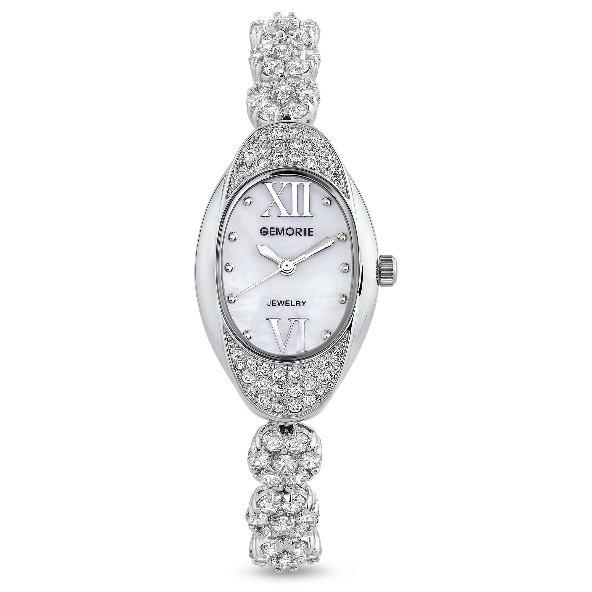 Gemorie Women's Fashion Watch with Jewelry Band - Rhodium Plated Stainless Steel Bracelet, Elegant Dress Watch for Women | Perfect for Office, Party & Special Occasions