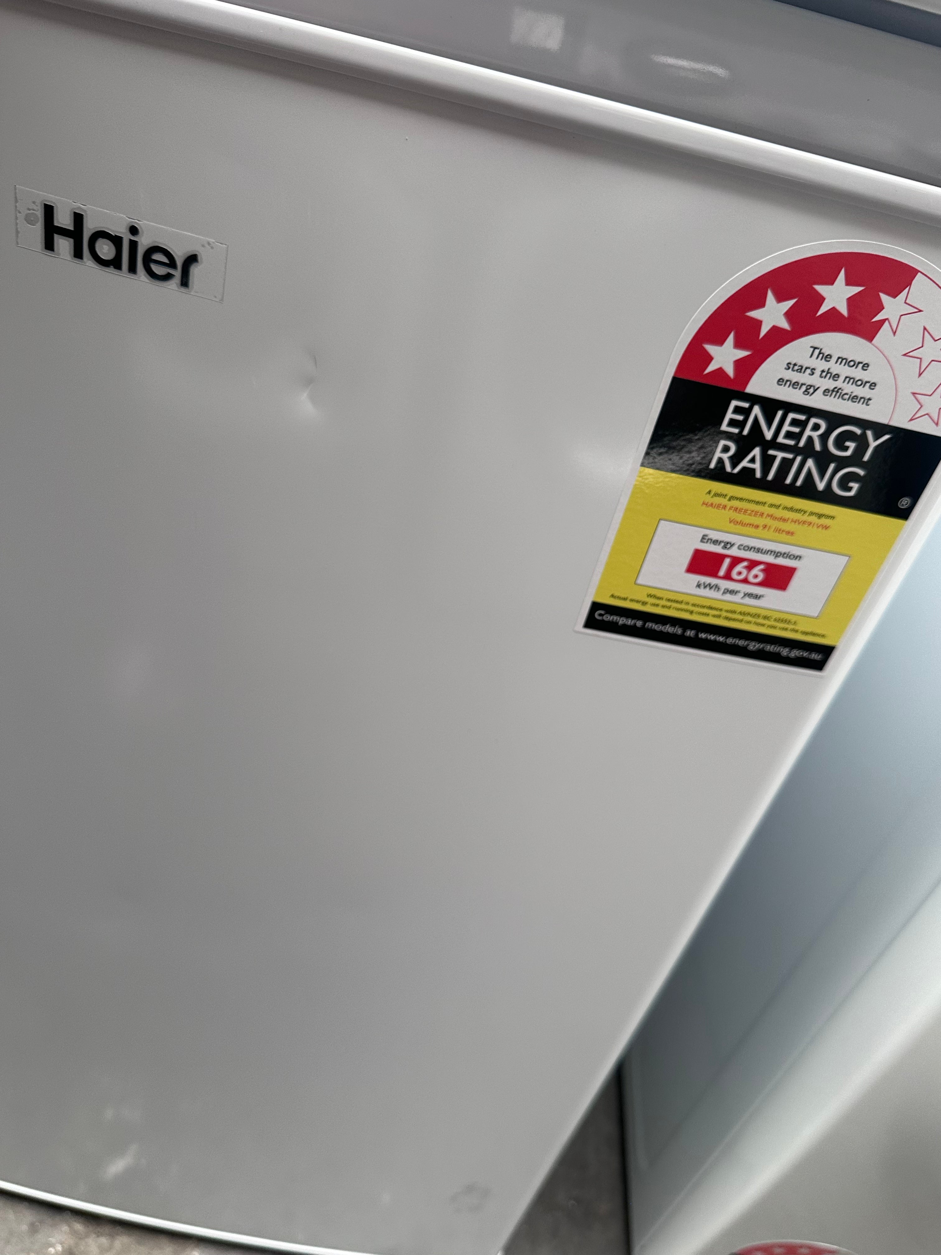 Haier HVF91VW 91L Upright Freezer - Energy Efficient Compact Deep Freezer for Home, Garage & Basement Storage - Perfect for Frozen Foods, Meat & Bulk Groceries (Factory Second)