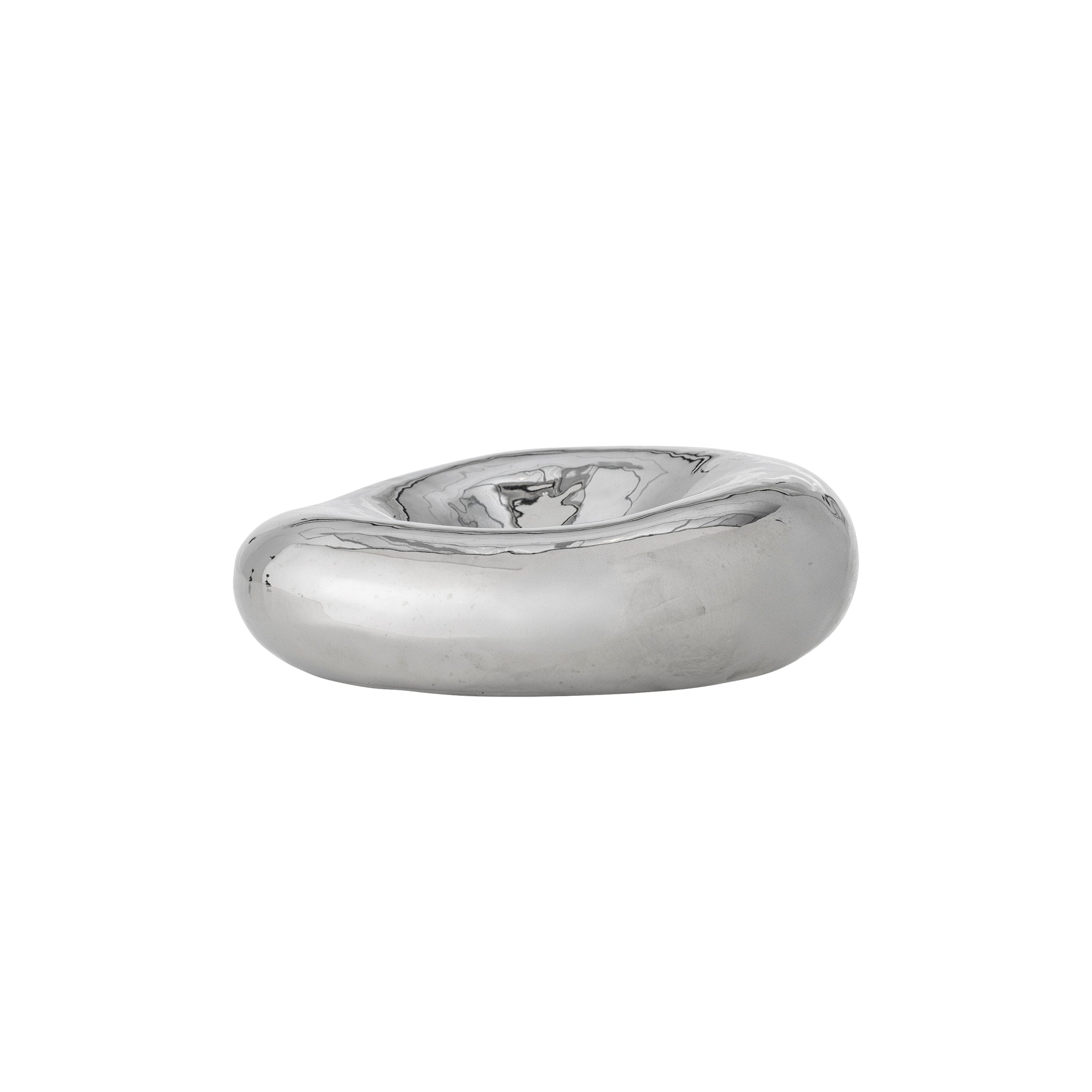 Bloomingville Shine Stoneware Bowl - 18cm Chrome/Silver Serving Bowl for Salad, Soup, Dessert & Table Decor