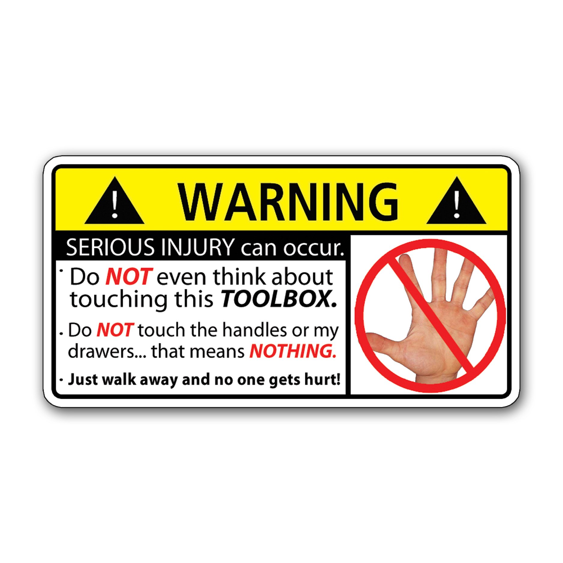 Keep Hands Off My Toolbox Warning Vinyl Decal Sticker - Durable, Waterproof, and Weatherproof for Toolboxes, Lockers, and Workshop Equipment