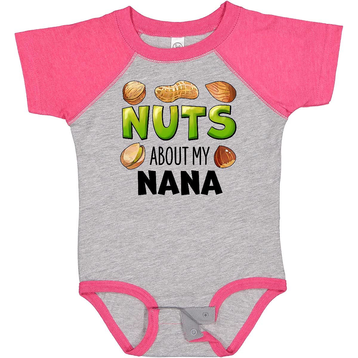 Inktastic Nuts About My Nana Peanut Almond Pistachio Baby Bodysuit - Cute Outfit for Grandparents Day, Family Reunions & Photo Shoots