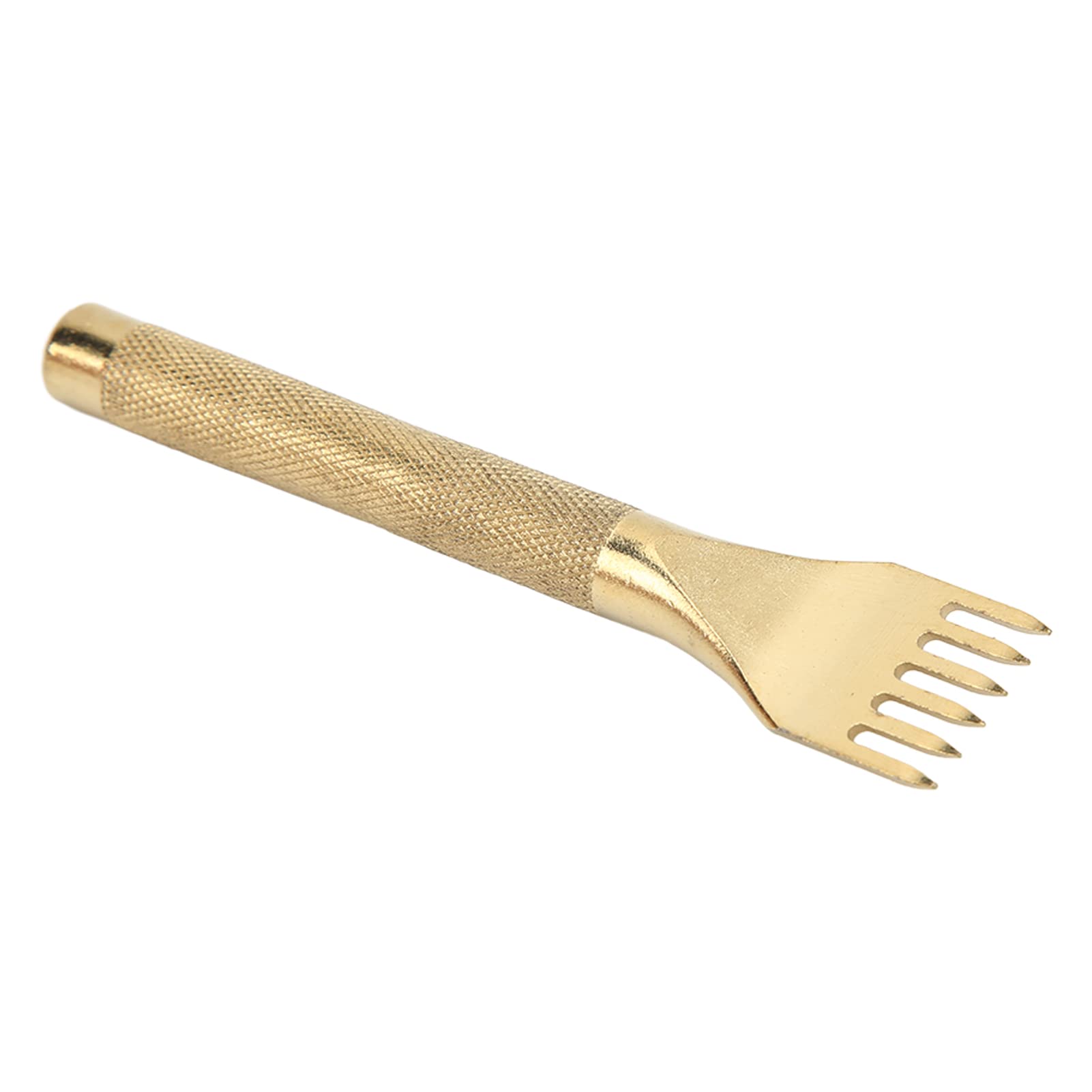 Qinlorgo 6-Tooth Leather Punch Chisel (4mm) - Gold Plated DIY Leather Crafting Tool for Belts, Wallets & Handmade Leather Projects
