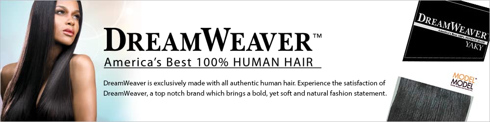 Model Model Dream Weaver Yaky Human Hair Weave - 16 Inch (Pack of 2) 1B Natural Black - Perfect for Protective Styles, Braids & Extensions
