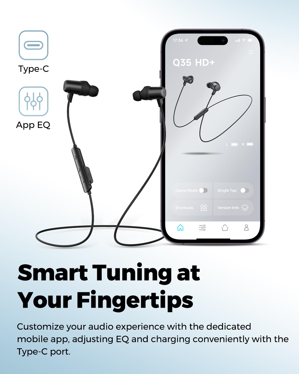 SoundPEATS Q35 HD+ & Free2 Classic Wireless Bluetooth Earbuds - Noise Cancelling Headphones for Gym, Running, Workout & Travel
