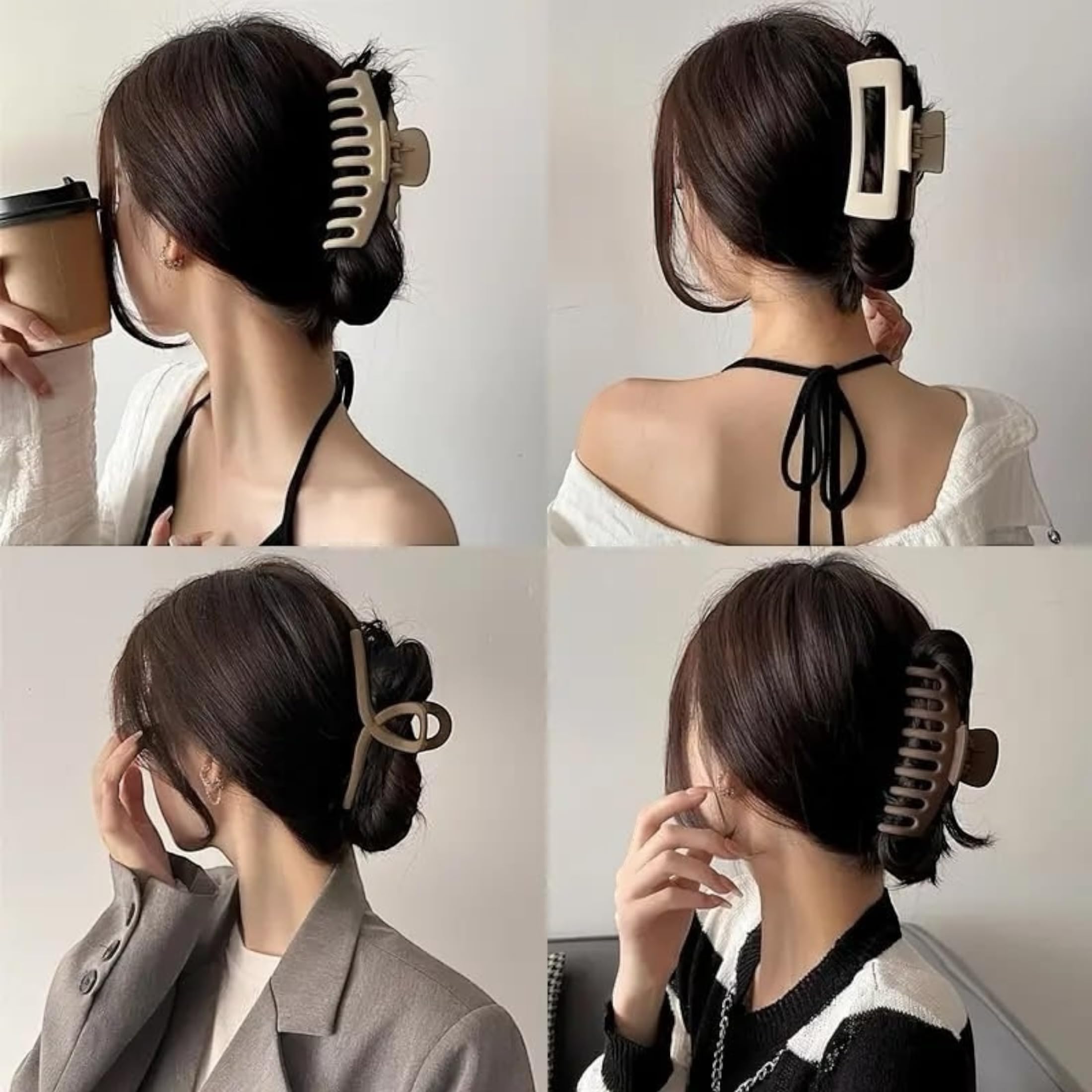 PACTIV 4-Piece Large Claw Clips for Thick Hair - Non-Slip Wide Open Hair Clips for Women & Girls, Strong Hold Ponytail Holder Hair Accessories - Perfect for Workouts, Office, and Everyday Styling