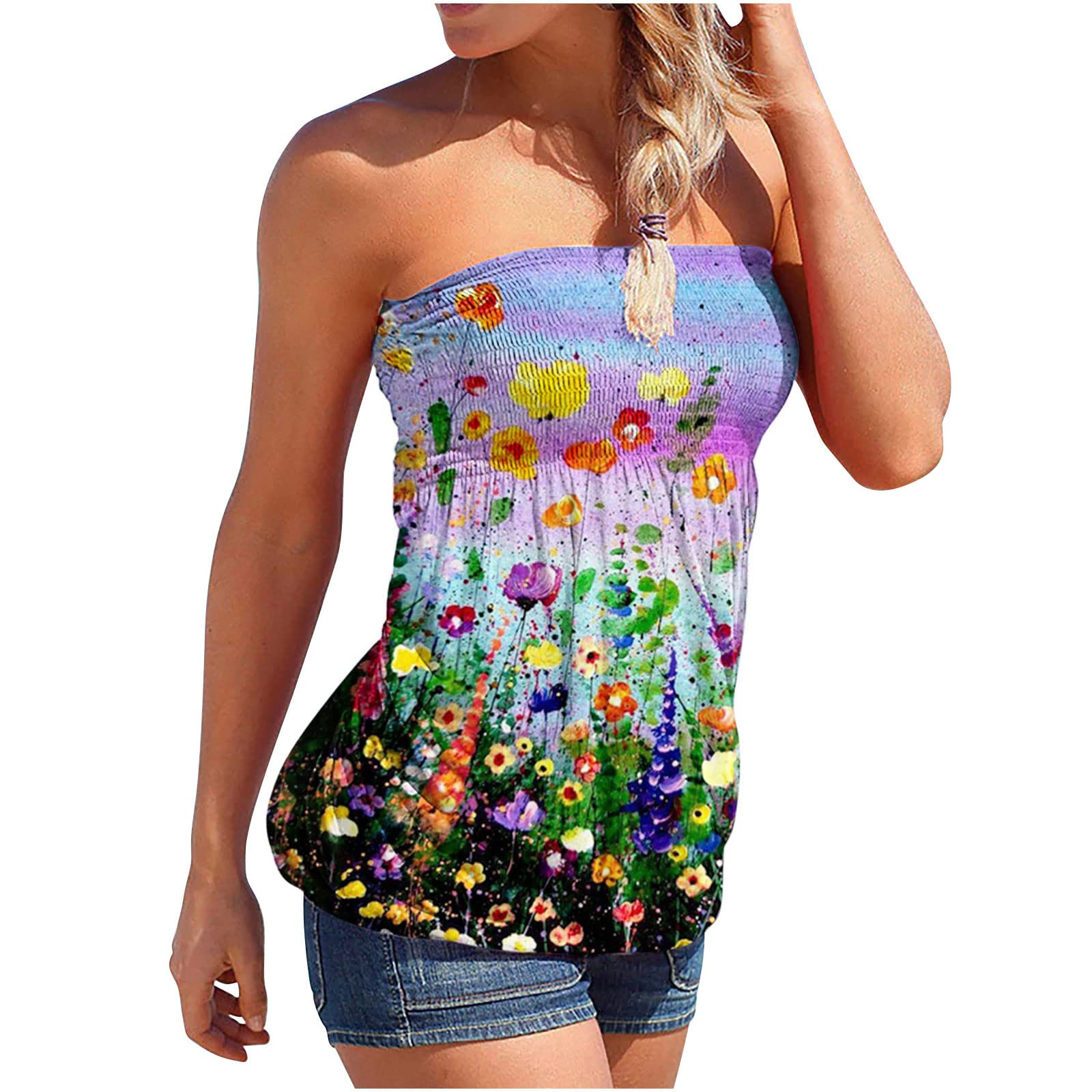 Women's Strapless Tank Tops - Sexy Off Shoulder Summer Tube Tops for Casual Wear & Holiday Outfits | Perfect for Beach, Party & Vacation