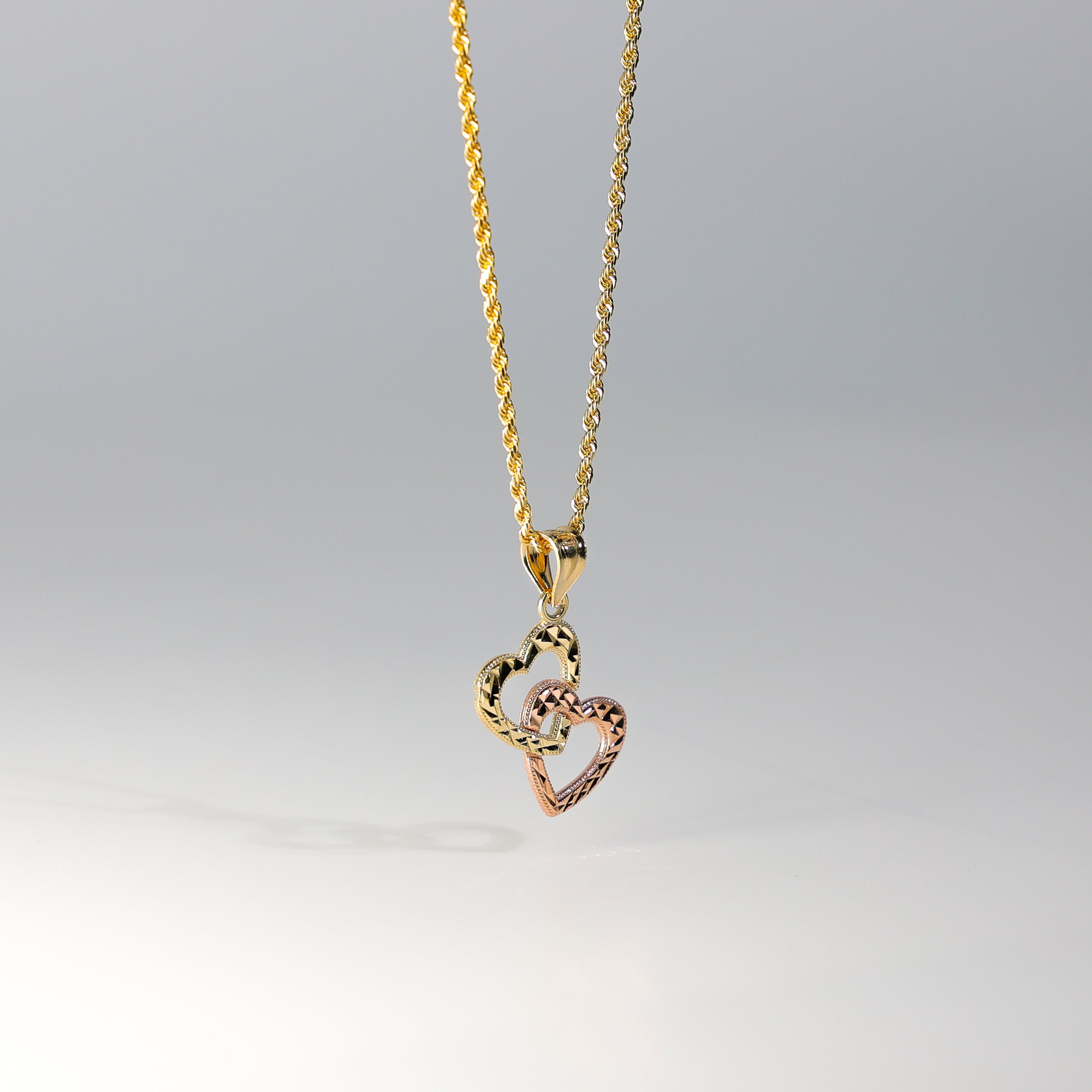 14K Gold Double Heart Pendant Necklace - Model 437 | Romantic Gift for Women, Anniversary & Valentine's Day Jewelry