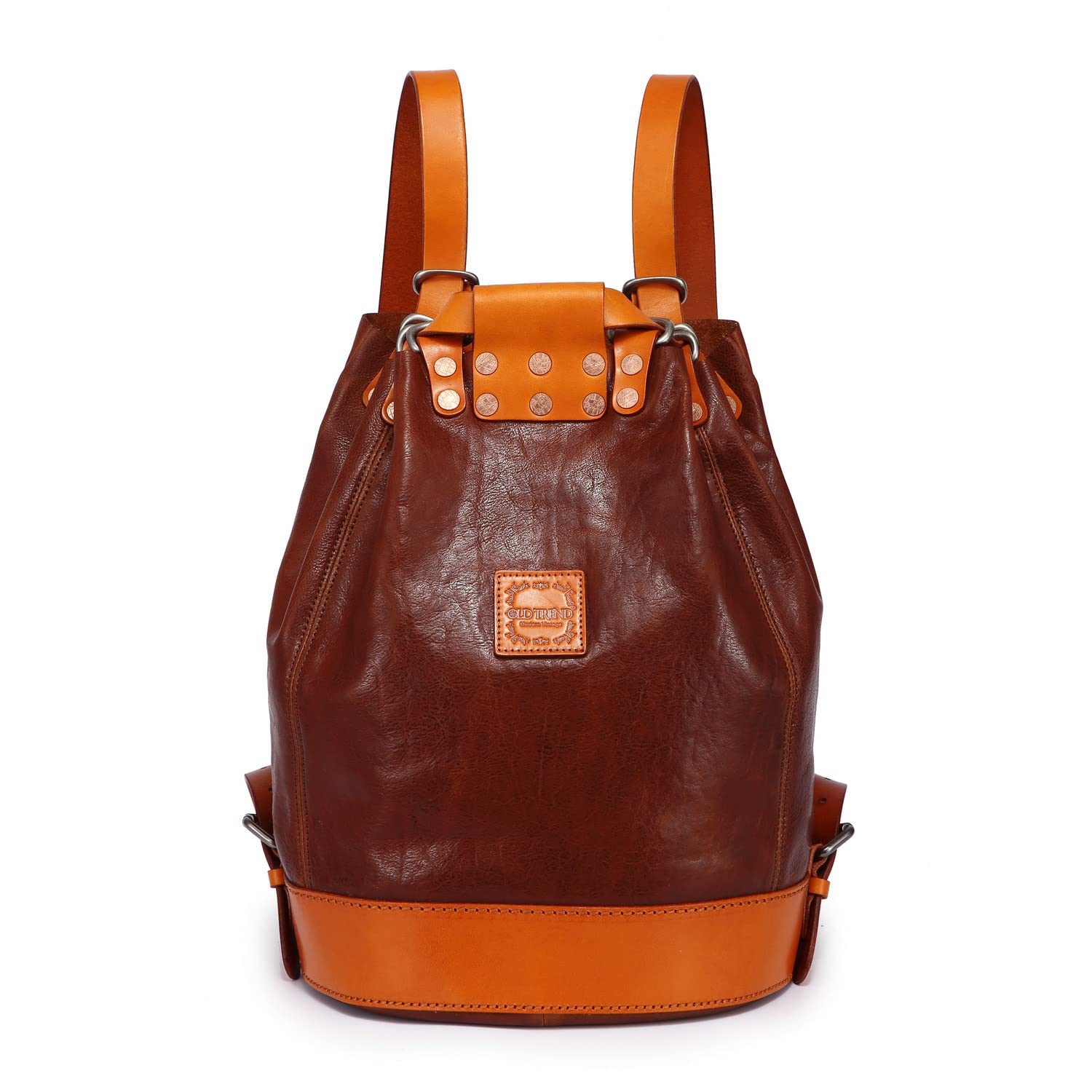 Genuine Leather Stars Align Bucket Backpack - Stylish Brown & Camel Crossbody Bag for Women | Perfect for Travel, Work & Everyday Use