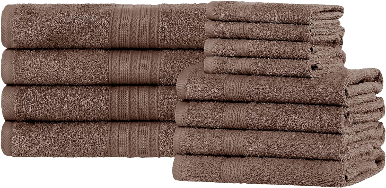 Premium 12-Piece Organic Cotton Towel Set | Soft, Eco-Friendly & Absorbent Bath Towels for Spa, Gym & Home Use